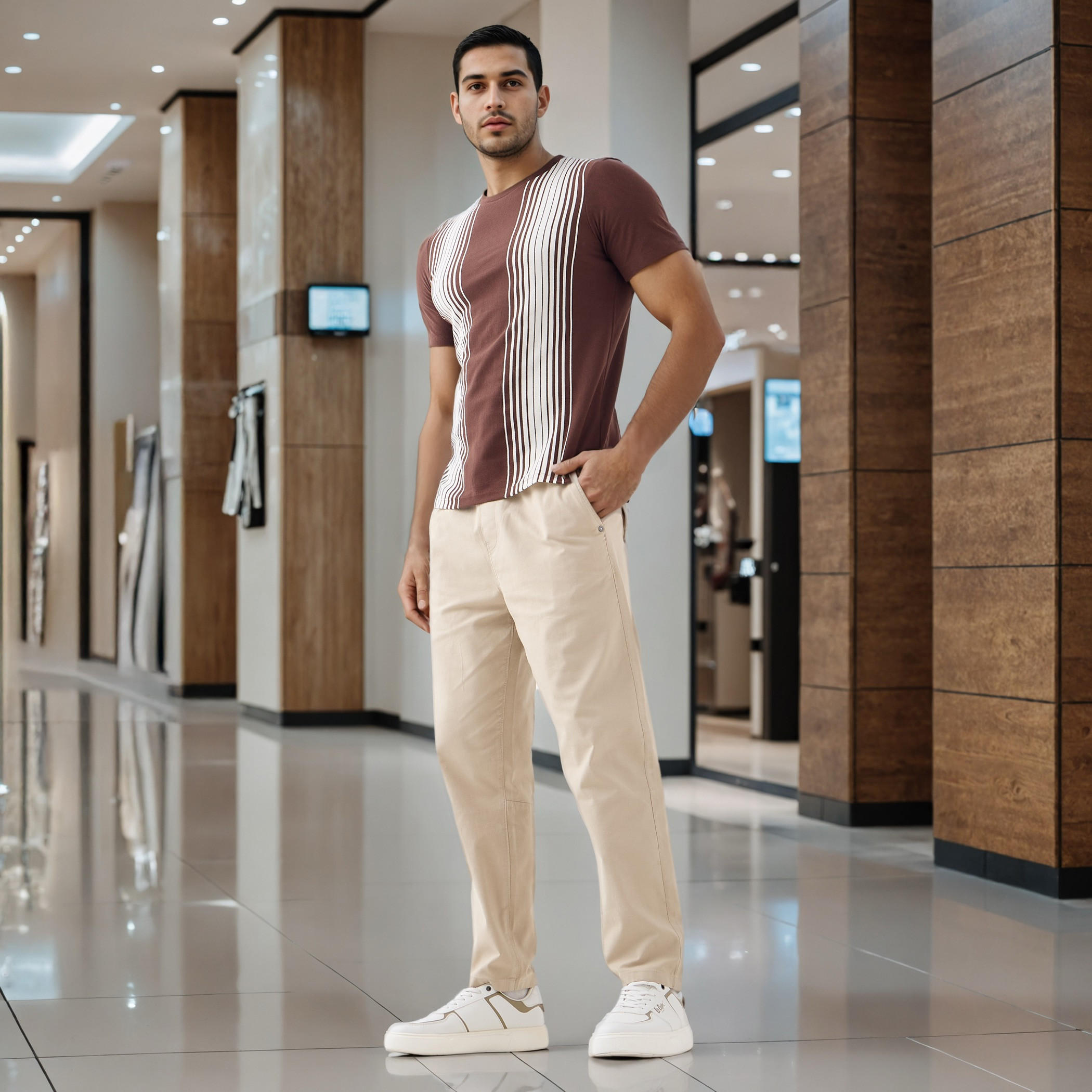 تيشيرت أومبري مقلم بياقة ضيقة-men-clothing-tshirtsandpolos-tshirts-image-2
