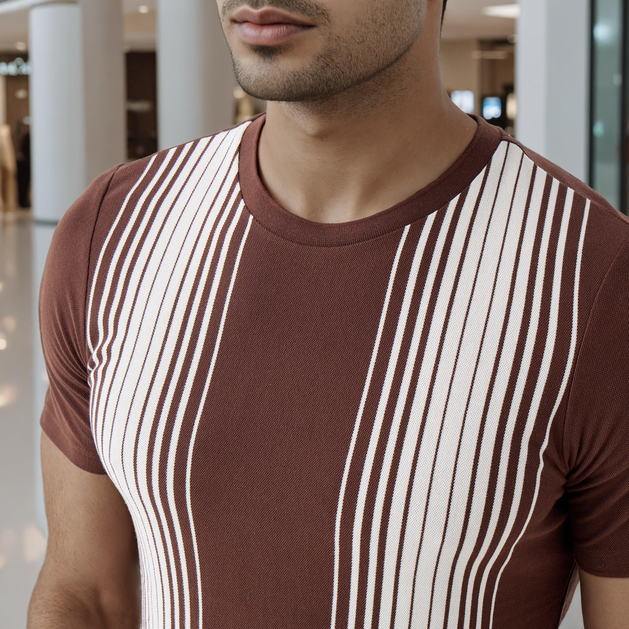 تيشيرت أومبري مقلم بياقة ضيقة-men-clothing-tshirtsandpolos-tshirts-image-4