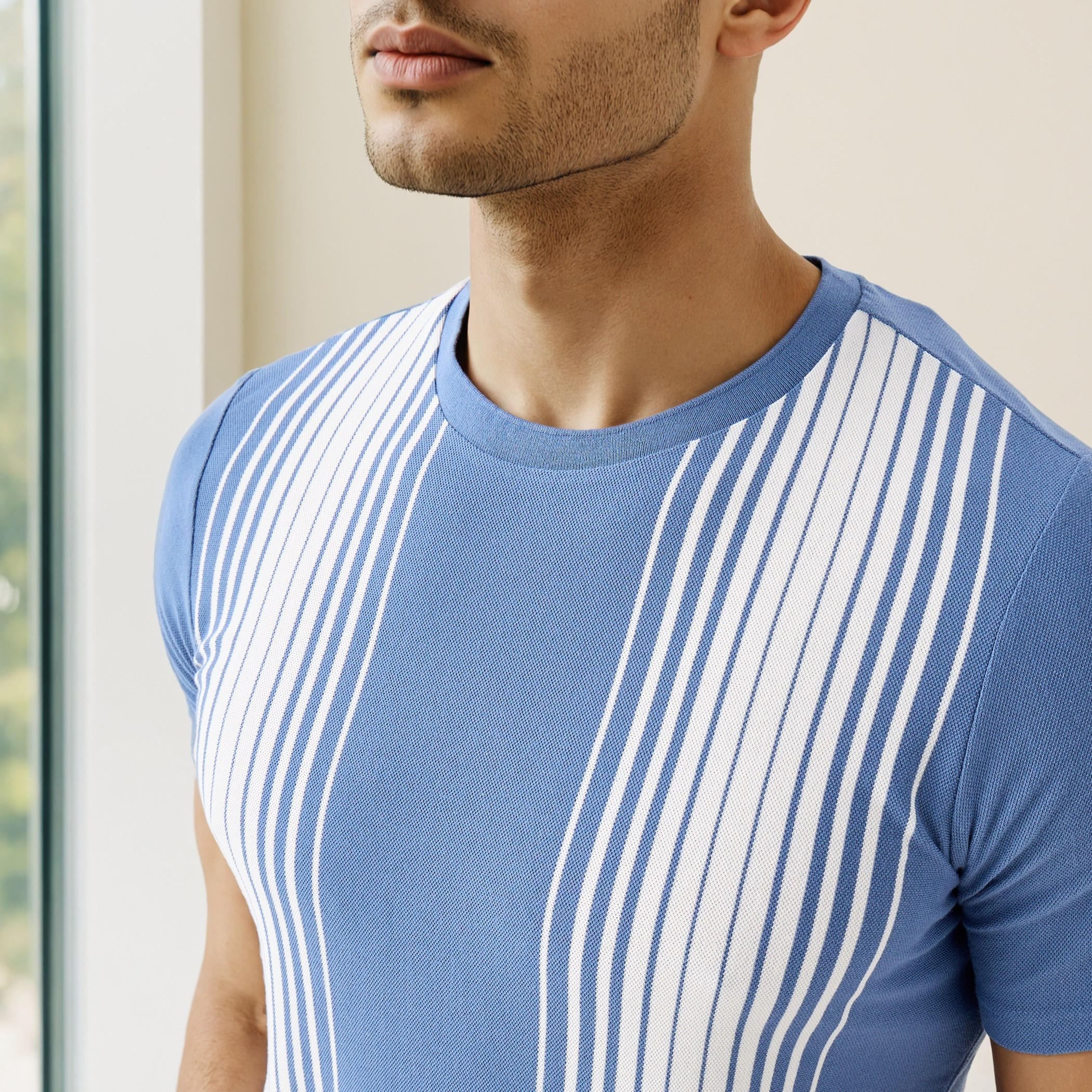 تيشيرت أومبري مقلم بياقة ضيقة-men-clothing-tshirtsandpolos-tshirts-image-4