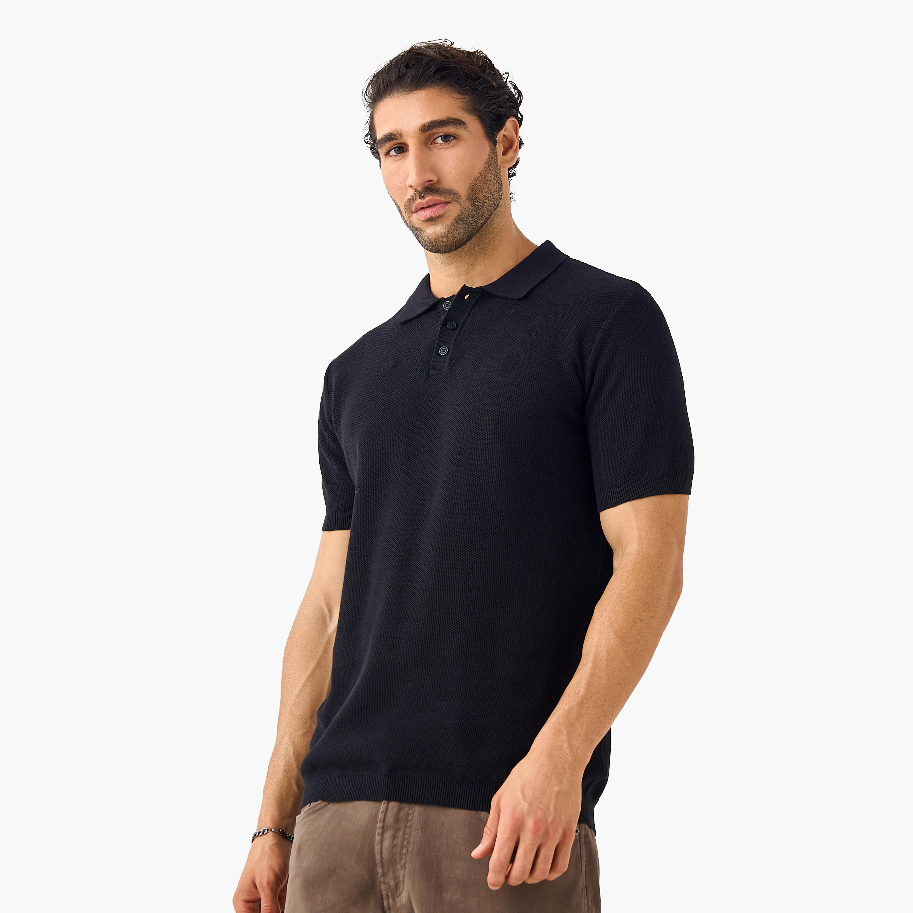 Herringbone Textured Polo T-shirt-men-clothing-tshirtsandpolos-polos-image-1