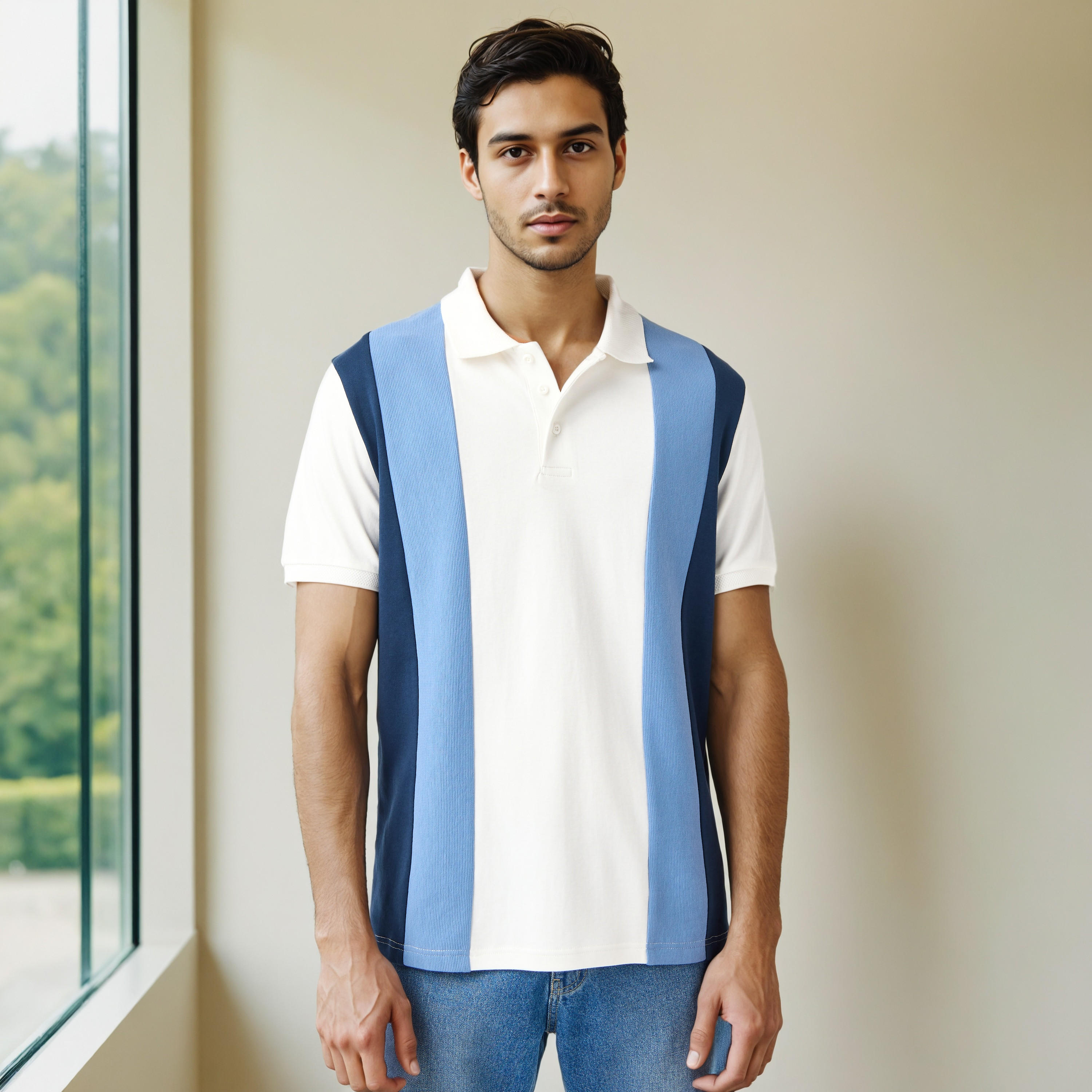 تيشيرت بولو بقوالب ملونة-men-clothing-tshirtsandpolos-polos-image-1