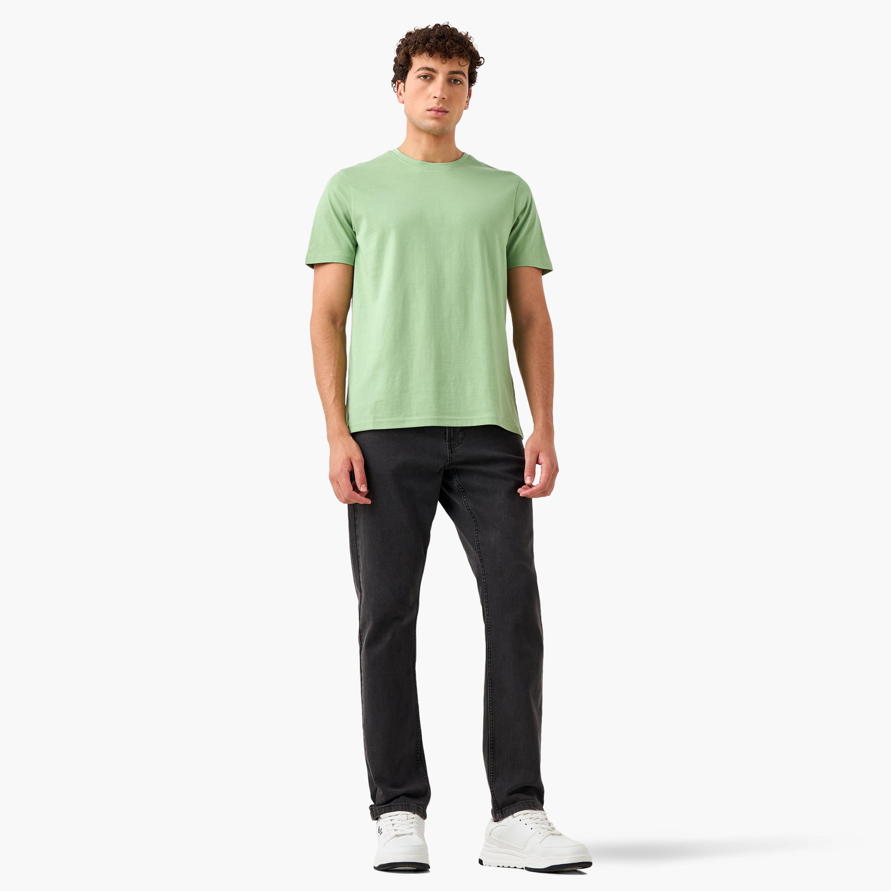 Regular Fit Crew Neck T-shirt with Short Sleeves-men-clothing-tshirtsandpolos-tshirts-image-2