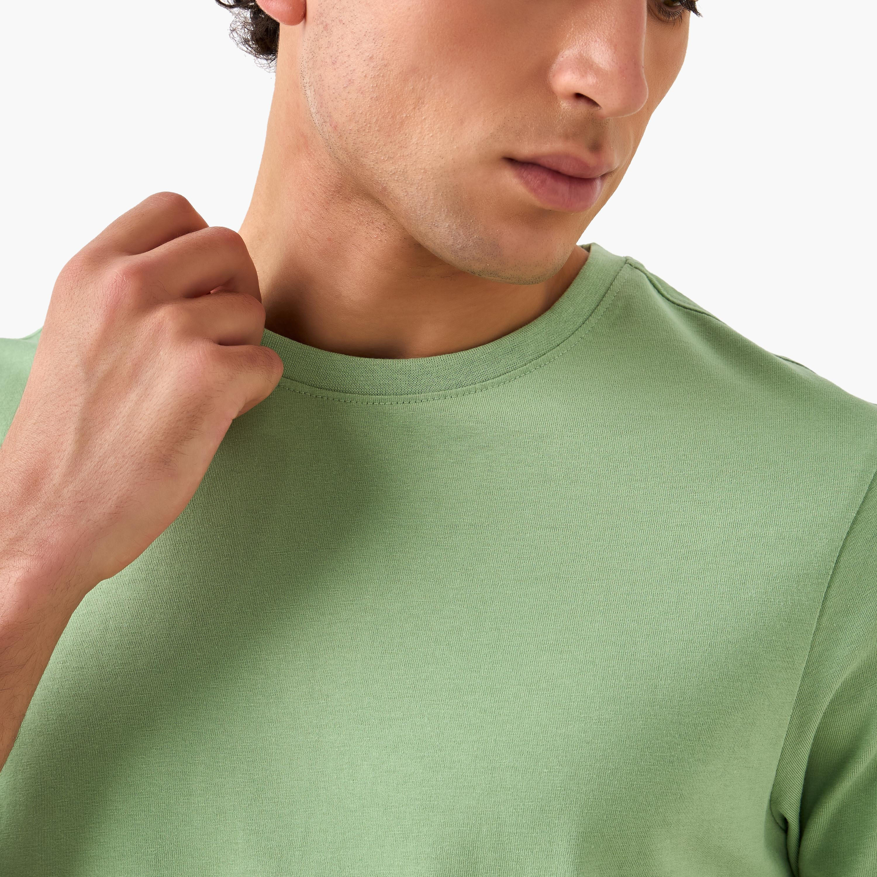 Regular Fit Crew Neck T-shirt with Short Sleeves-men-clothing-tshirtsandpolos-tshirts-image-4