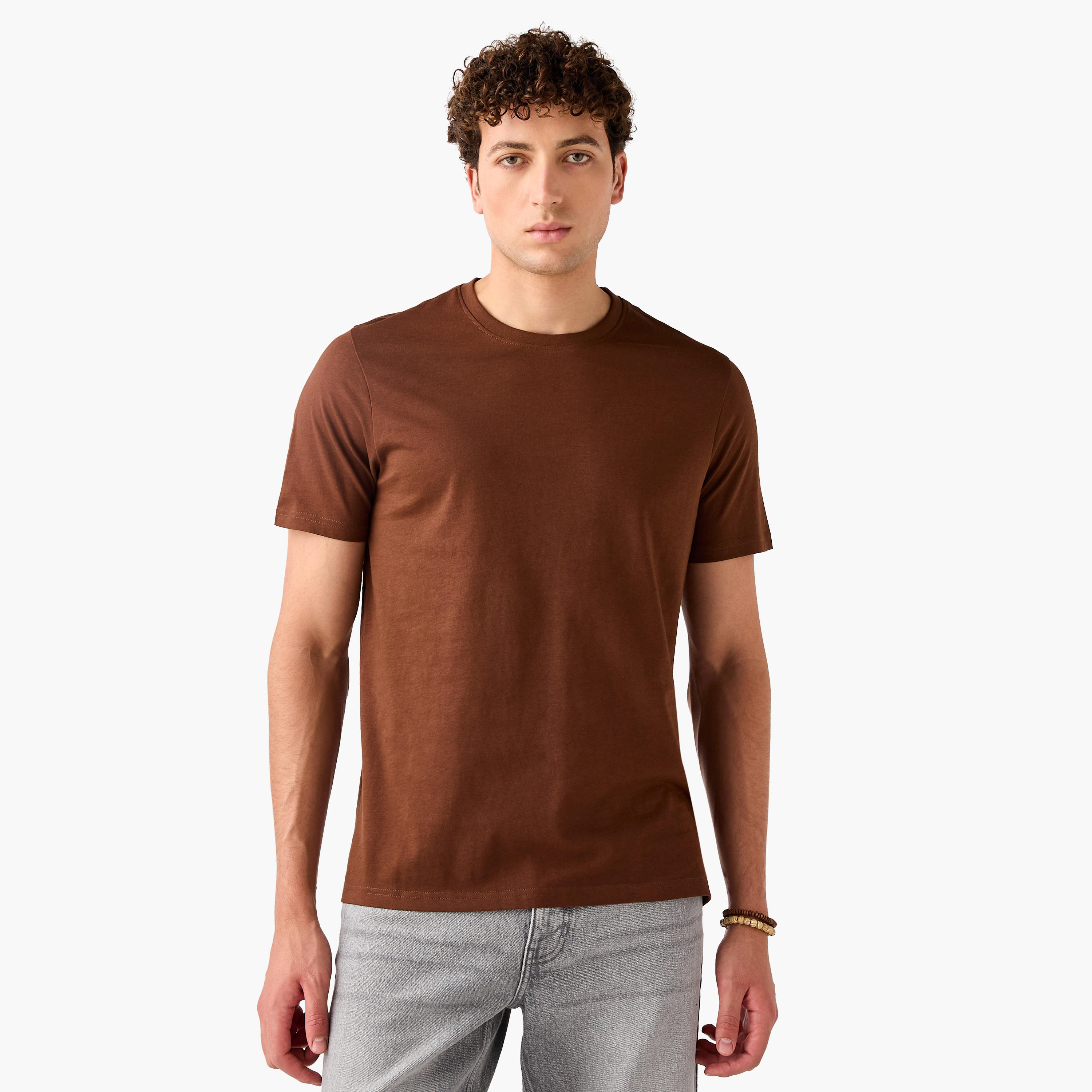 Regular Fit Crew Neck T-shirt with Short Sleeves-men-clothing-tshirtsandpolos-tshirts-image-1