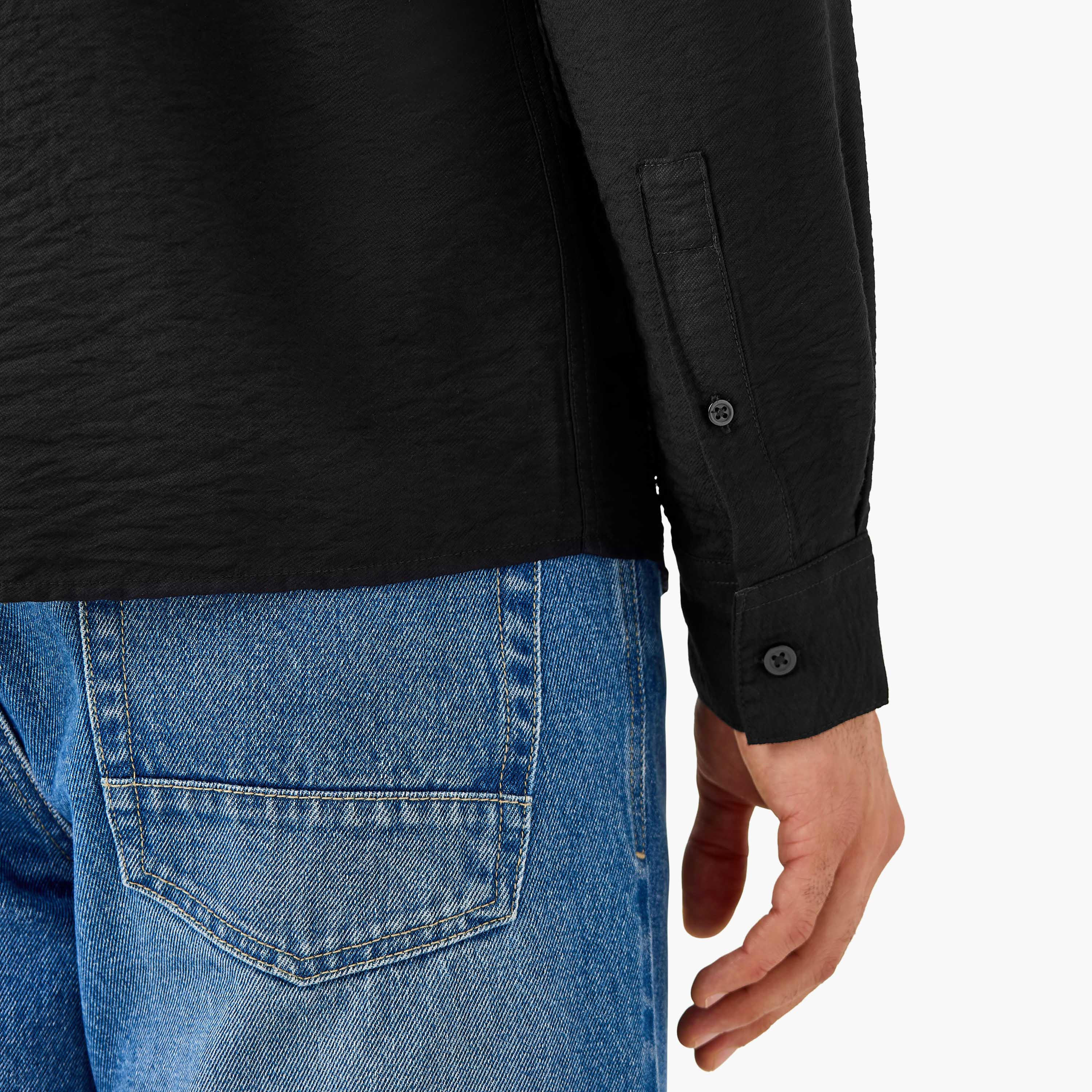 قميص مجعّد بارز الملمس بياقة عادية وقصّة عادية-men-clothing-shirts-image-2