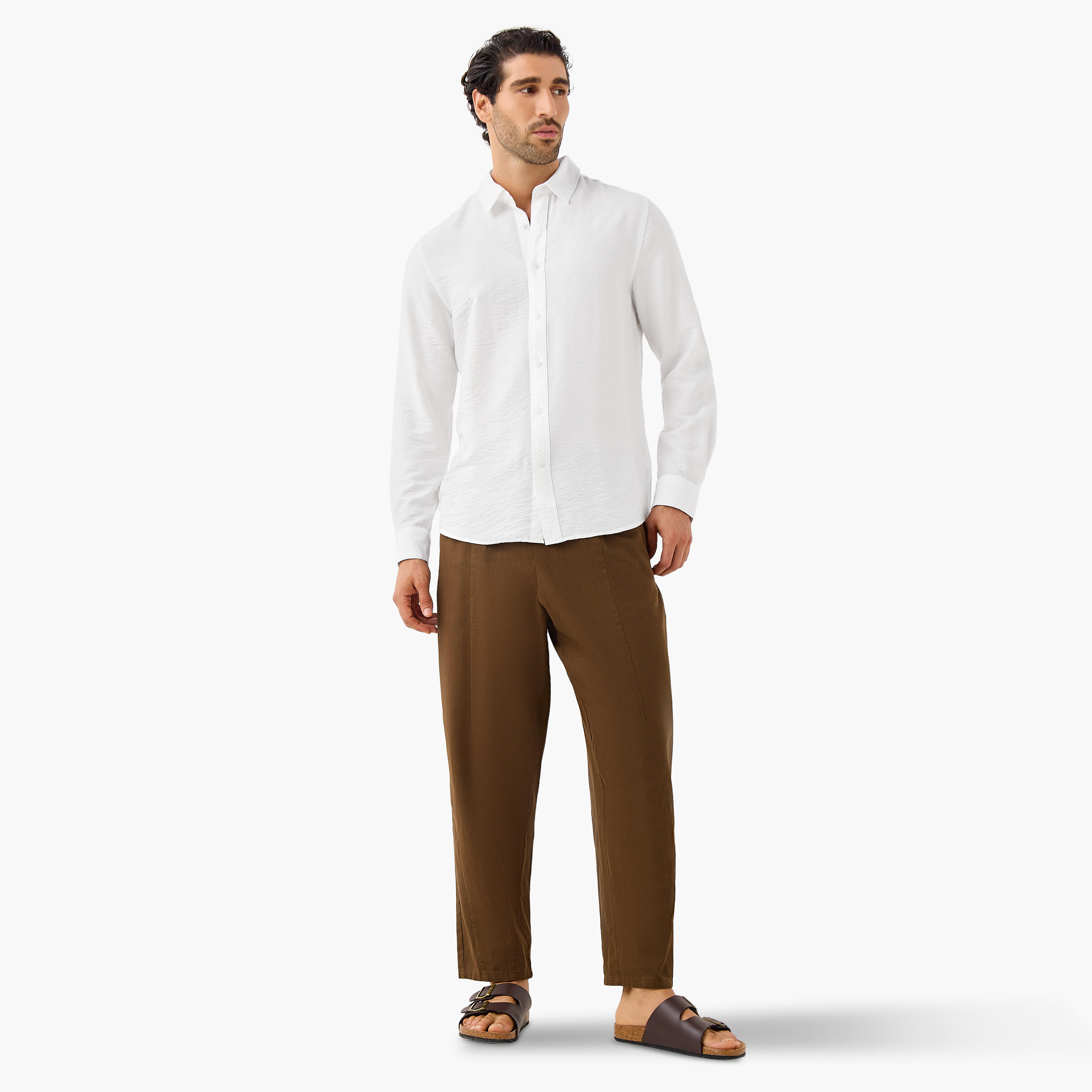 قميص مجعّد بارز الملمس بياقة عادية وقصّة عادية-men-clothing-shirts-image-5