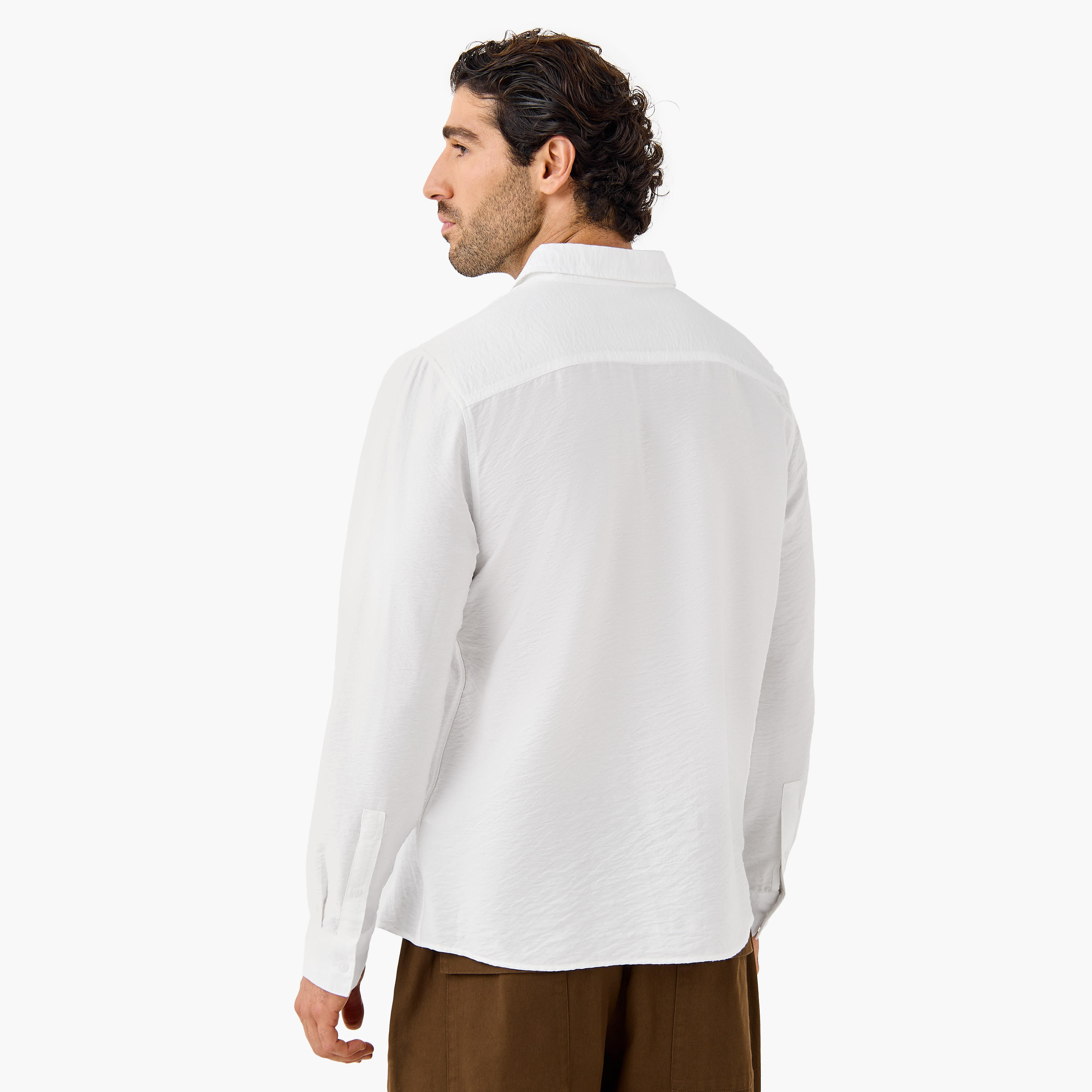 قميص مجعّد بارز الملمس بياقة عادية وقصّة عادية-men-clothing-shirts-image-4