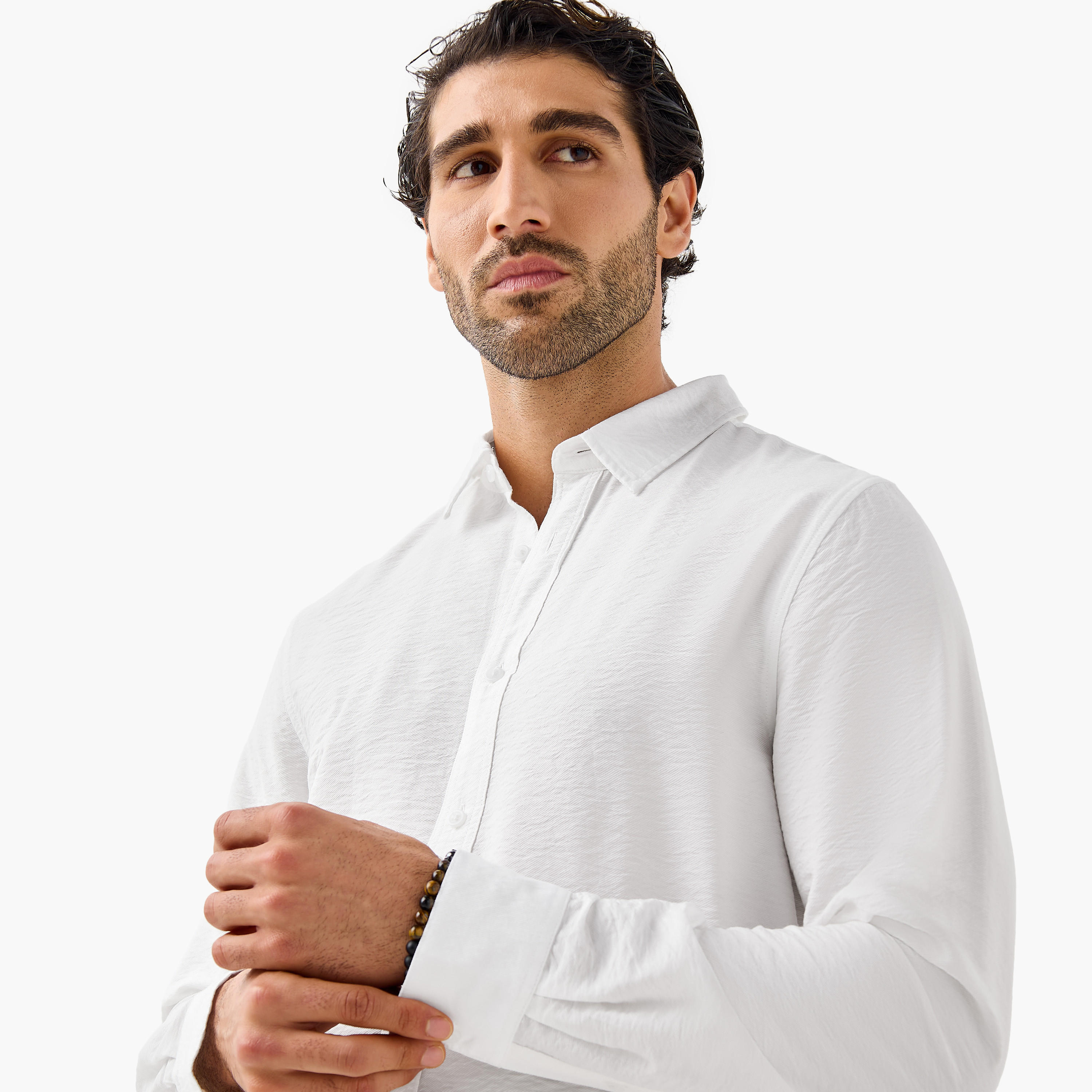 قميص مجعّد بارز الملمس بياقة عادية وقصّة عادية-men-clothing-shirts-image-3