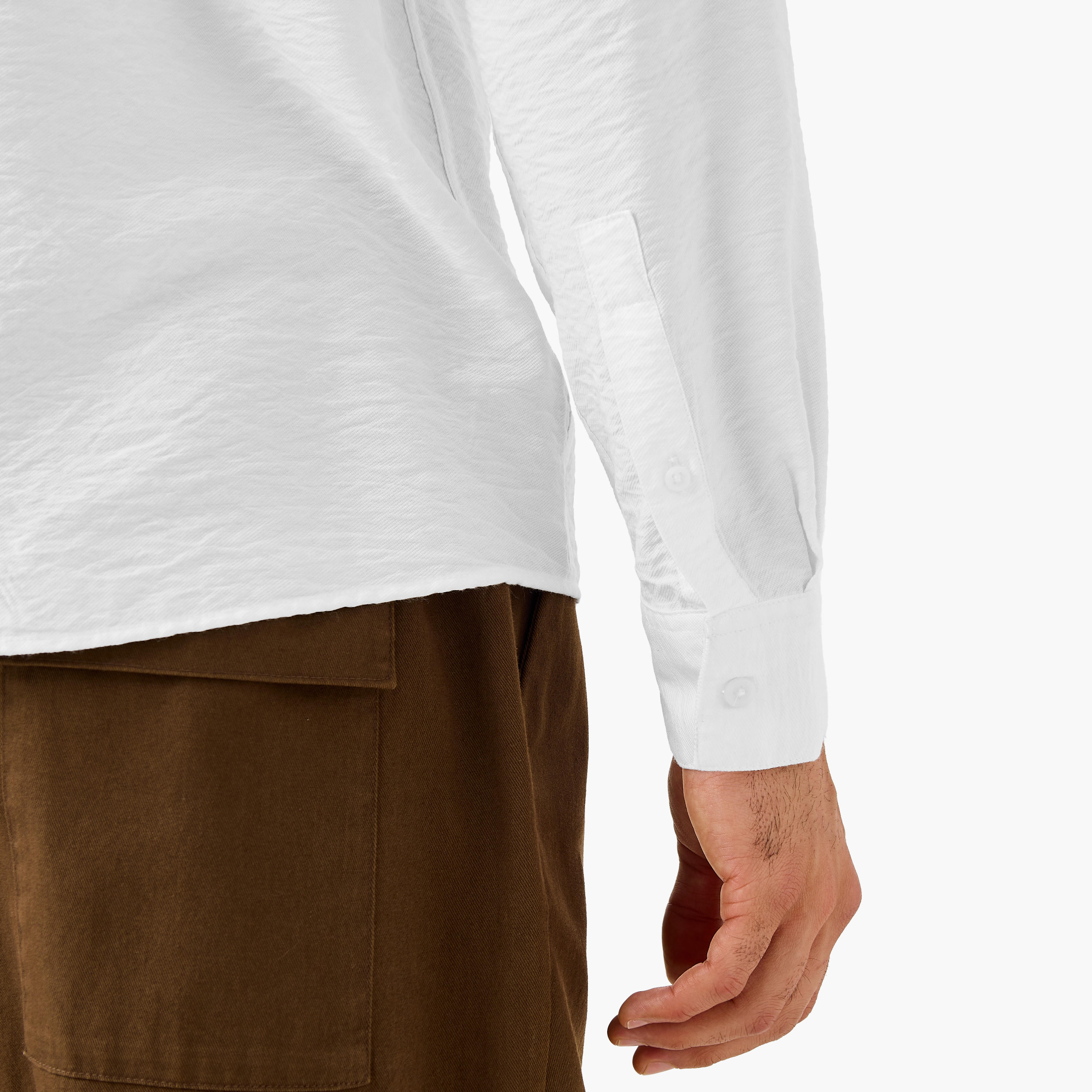 قميص مجعّد بارز الملمس بياقة عادية وقصّة عادية-men-clothing-shirts-image-2