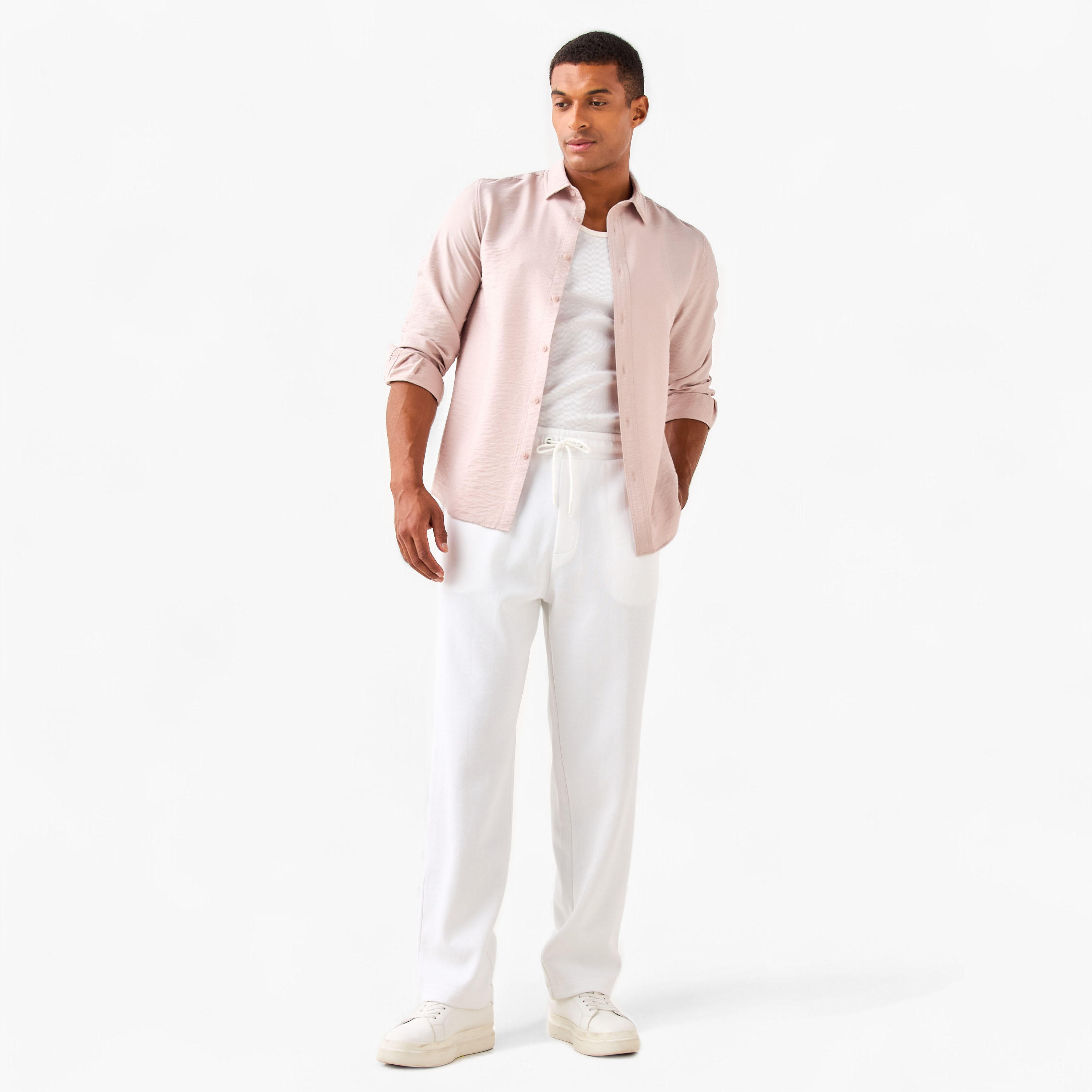 قميص مجعّد بارز الملمس بياقة عادية وقصّة عادية-men-clothing-shirts-image-5