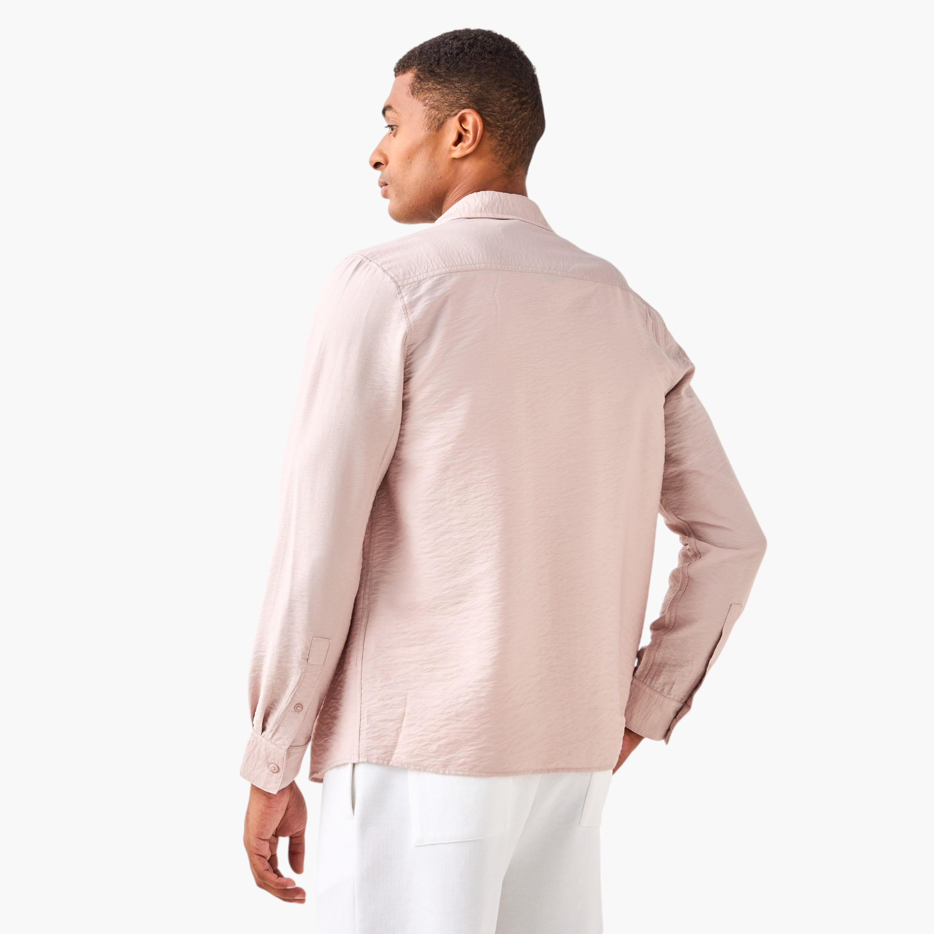 قميص مجعّد بارز الملمس بياقة عادية وقصّة عادية-men-clothing-shirts-image-4