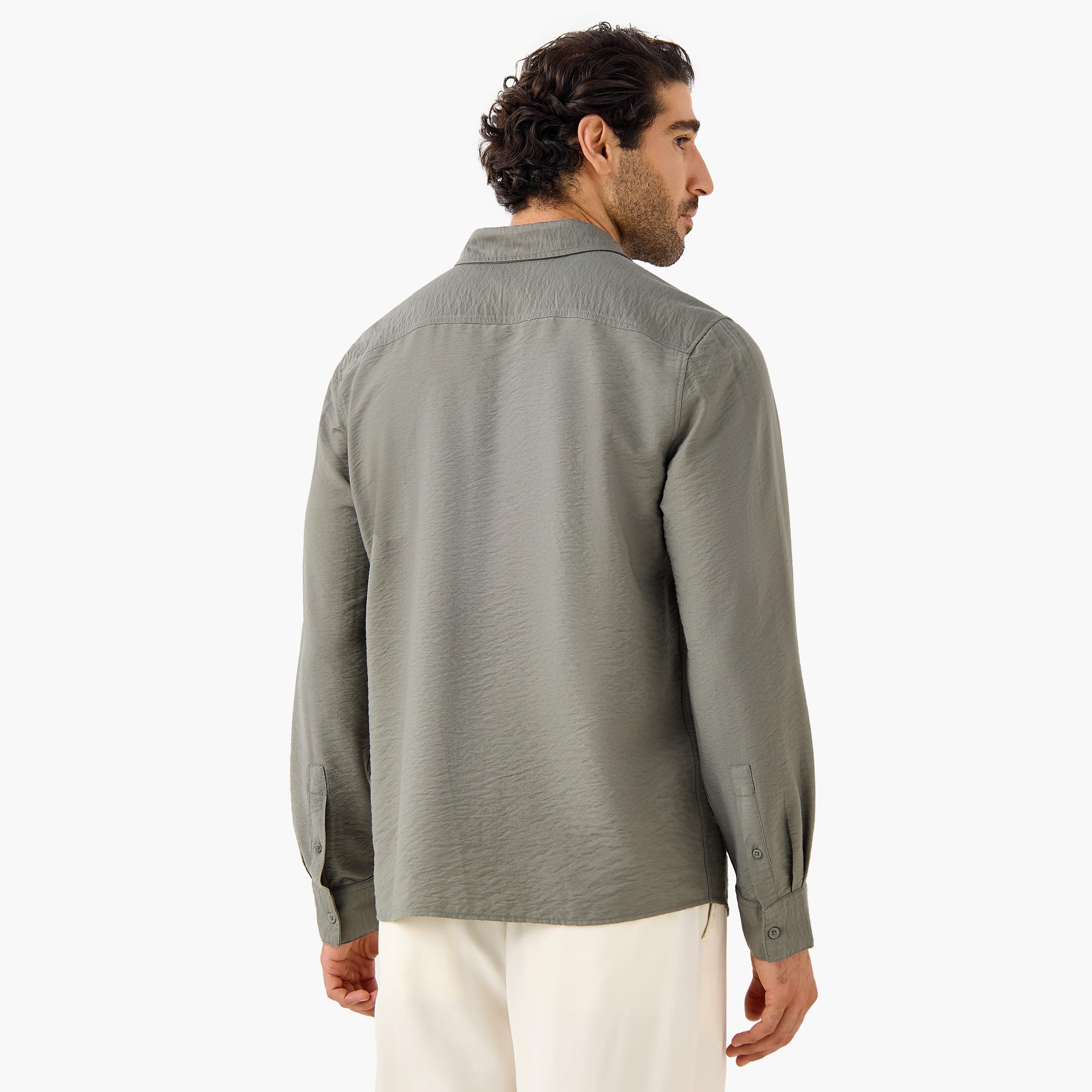 قميص مجعّد بارز الملمس بياقة عادية وقصّة عادية-men-clothing-shirts-image-3
