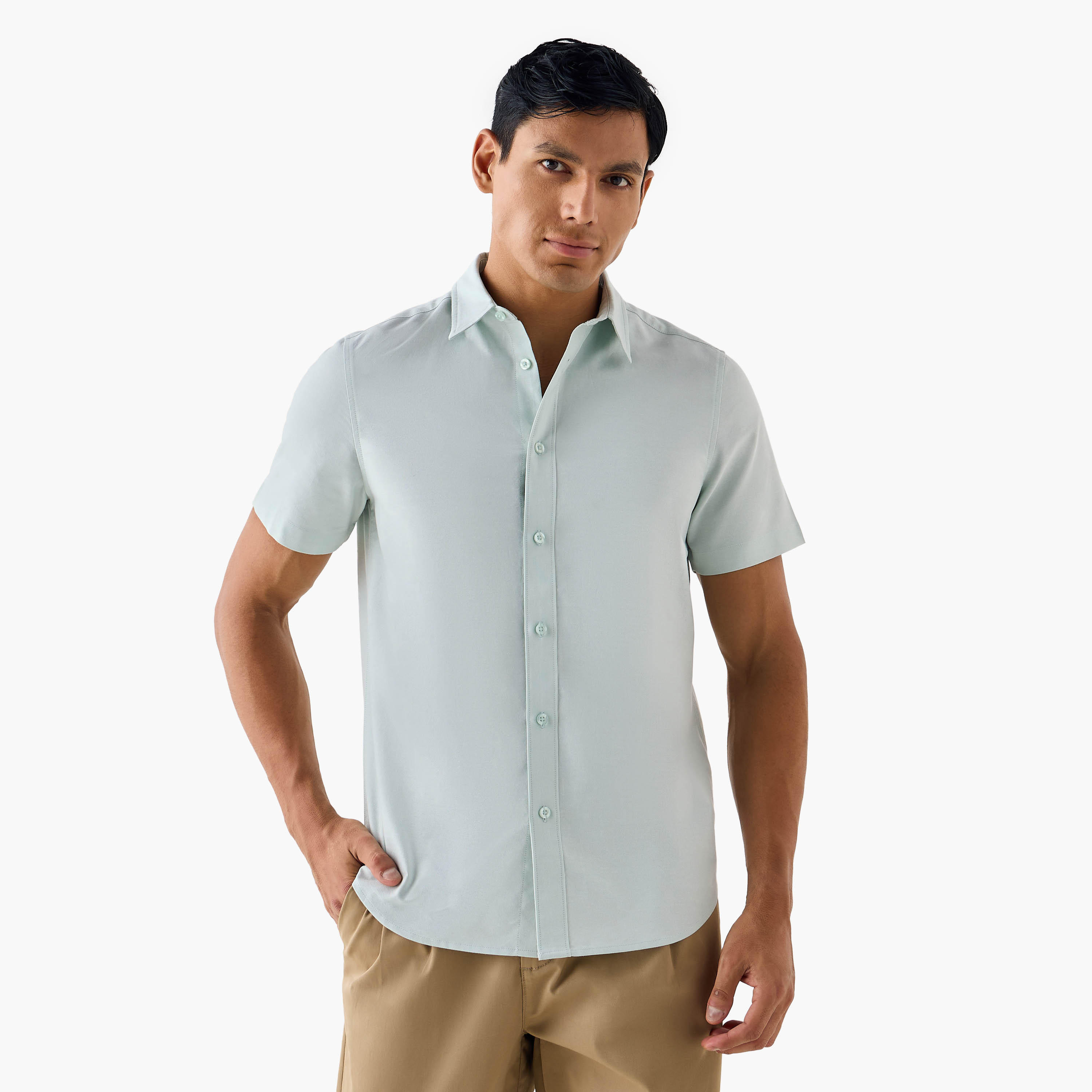 Regular Fit Collared Oxford Shirt-men-clothing-shirts-image-1
