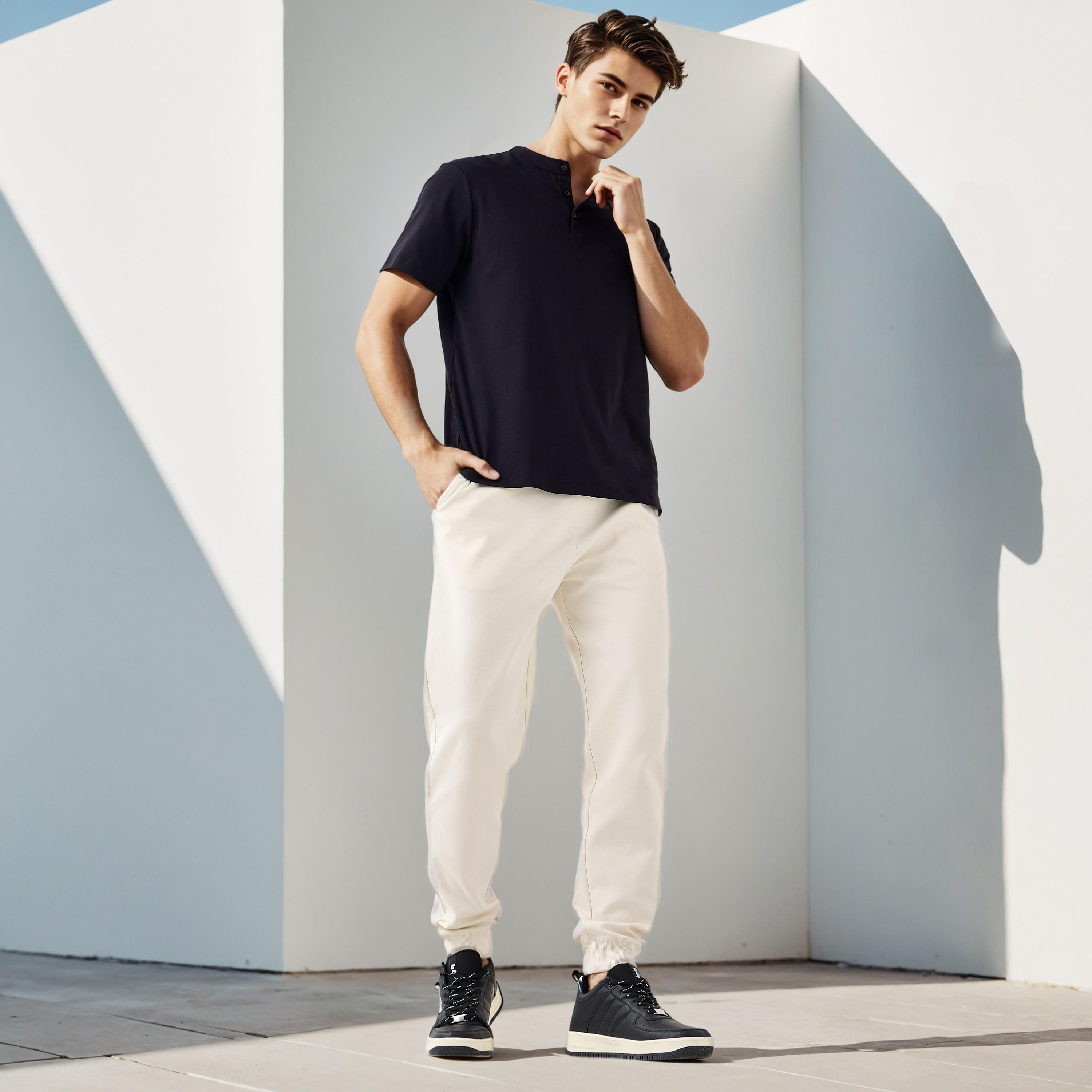 Regular Fit Flexi Waist Joggers with Pockets-men-clothing-bottoms-joggers-image-2