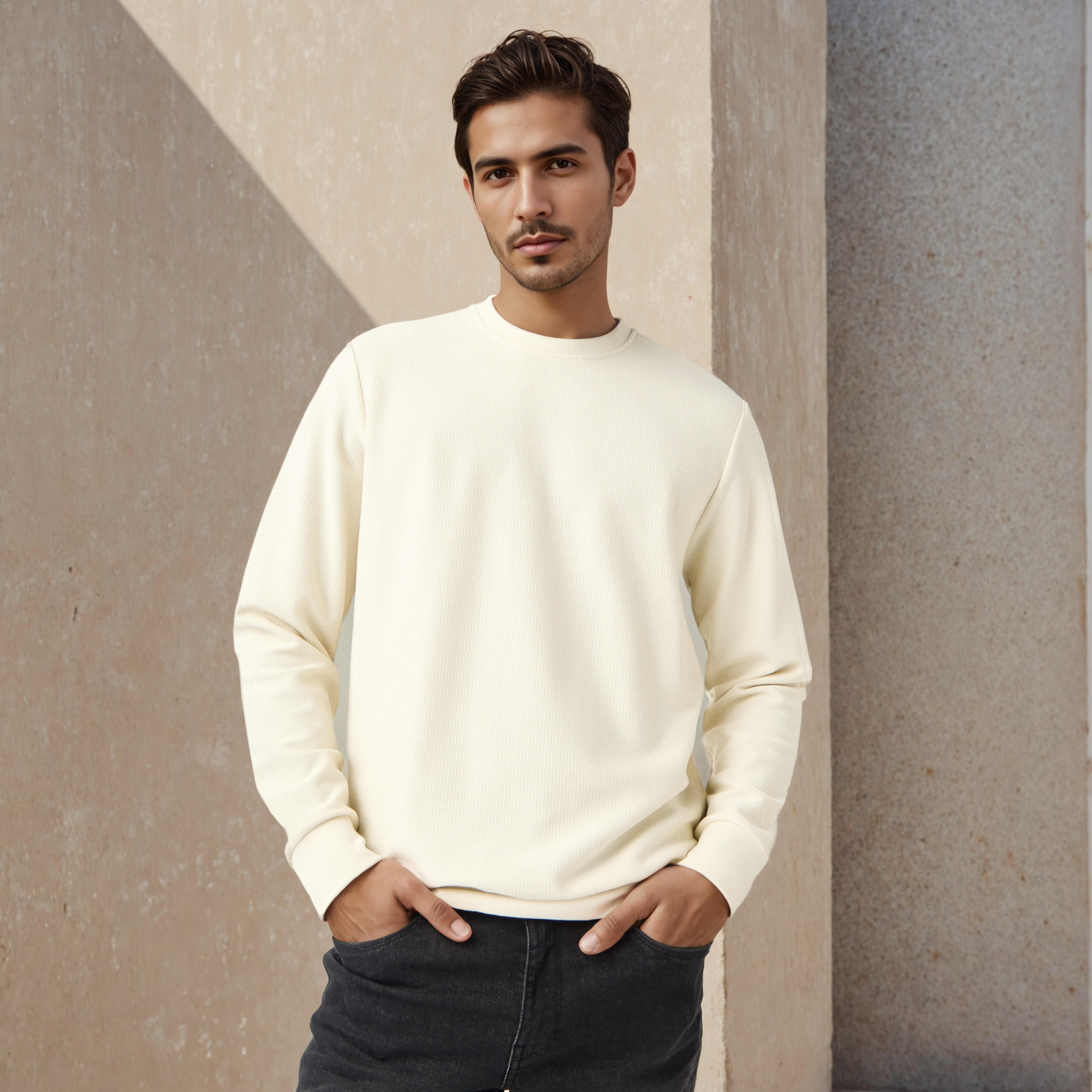 سويت شيرت بارز الملمس بنمط متعرج-men-winterwear-hoodiesandsweatshirts-image-5