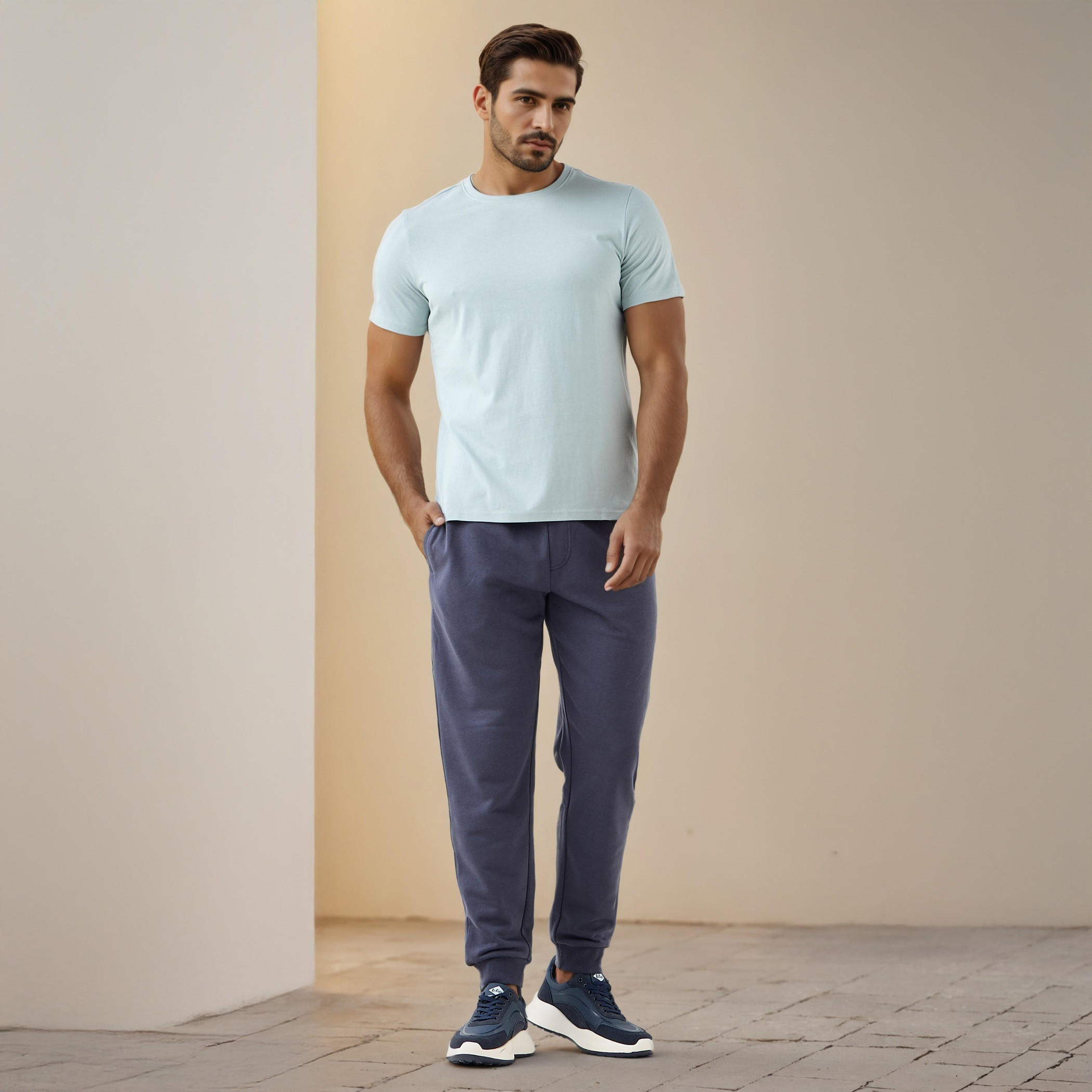 بنطلون رياضي سادة ومريح بجيوب-men-clothing-bottoms-joggers-image-4