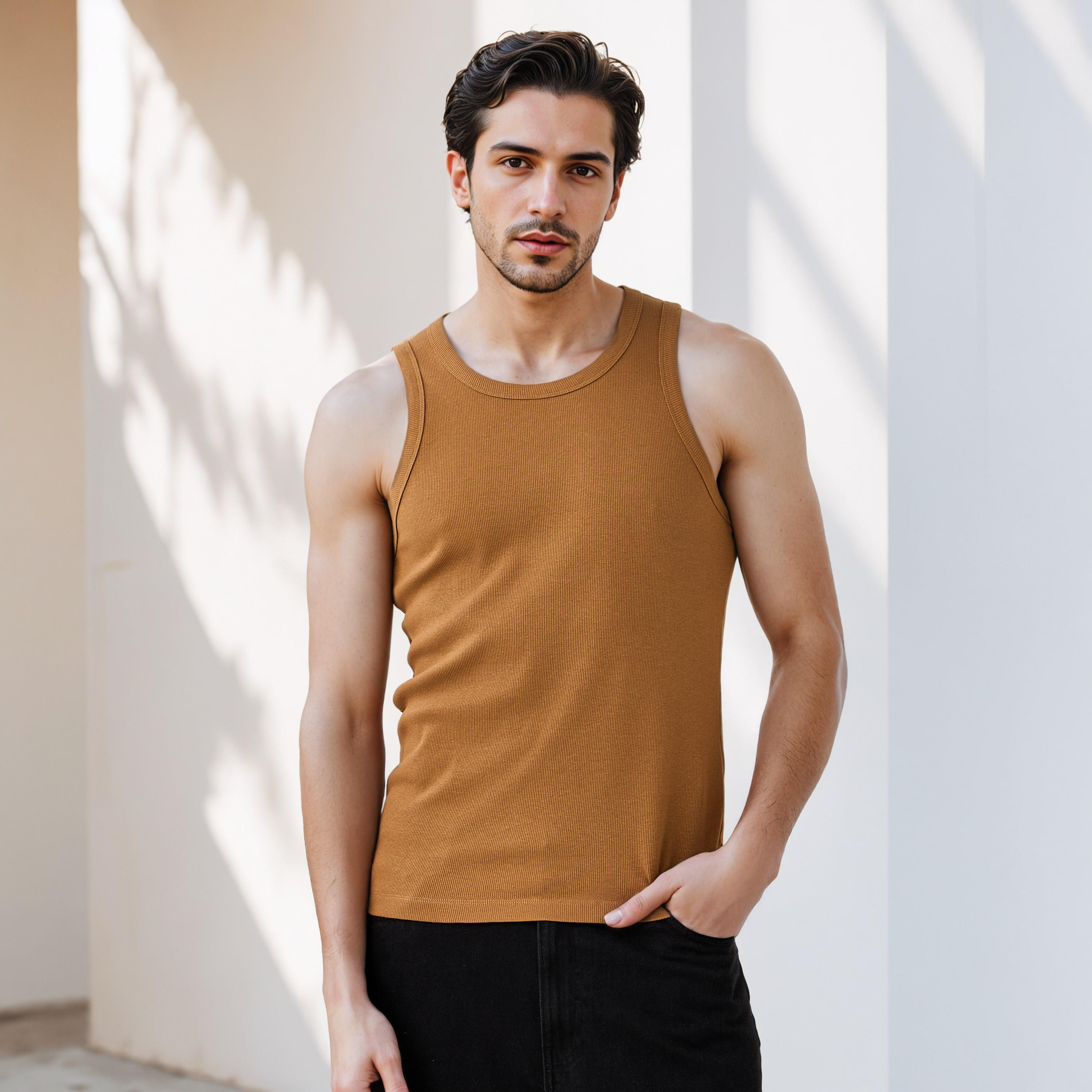فيست مزيج القطن مضلع للرجال-men-clothing-innerwear-vests-image-1