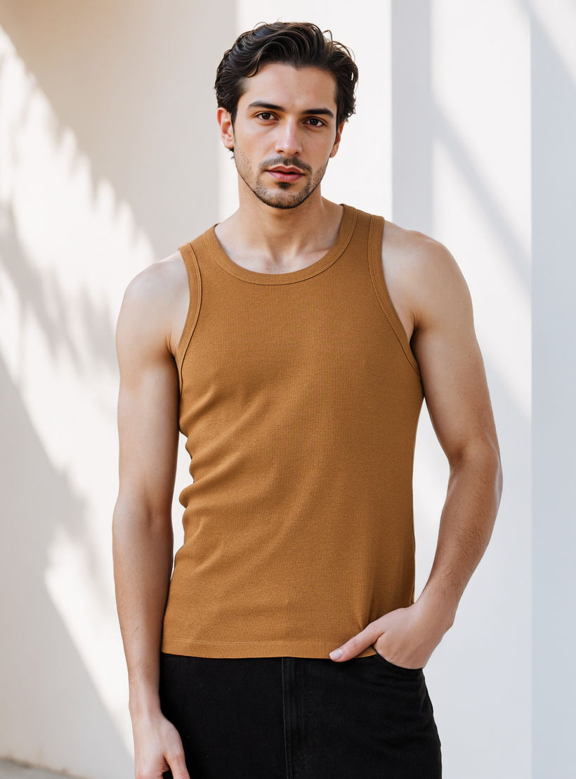 فيست مزيج القطن مضلع للرجال-men-clothing-innerwear-vests-image-1