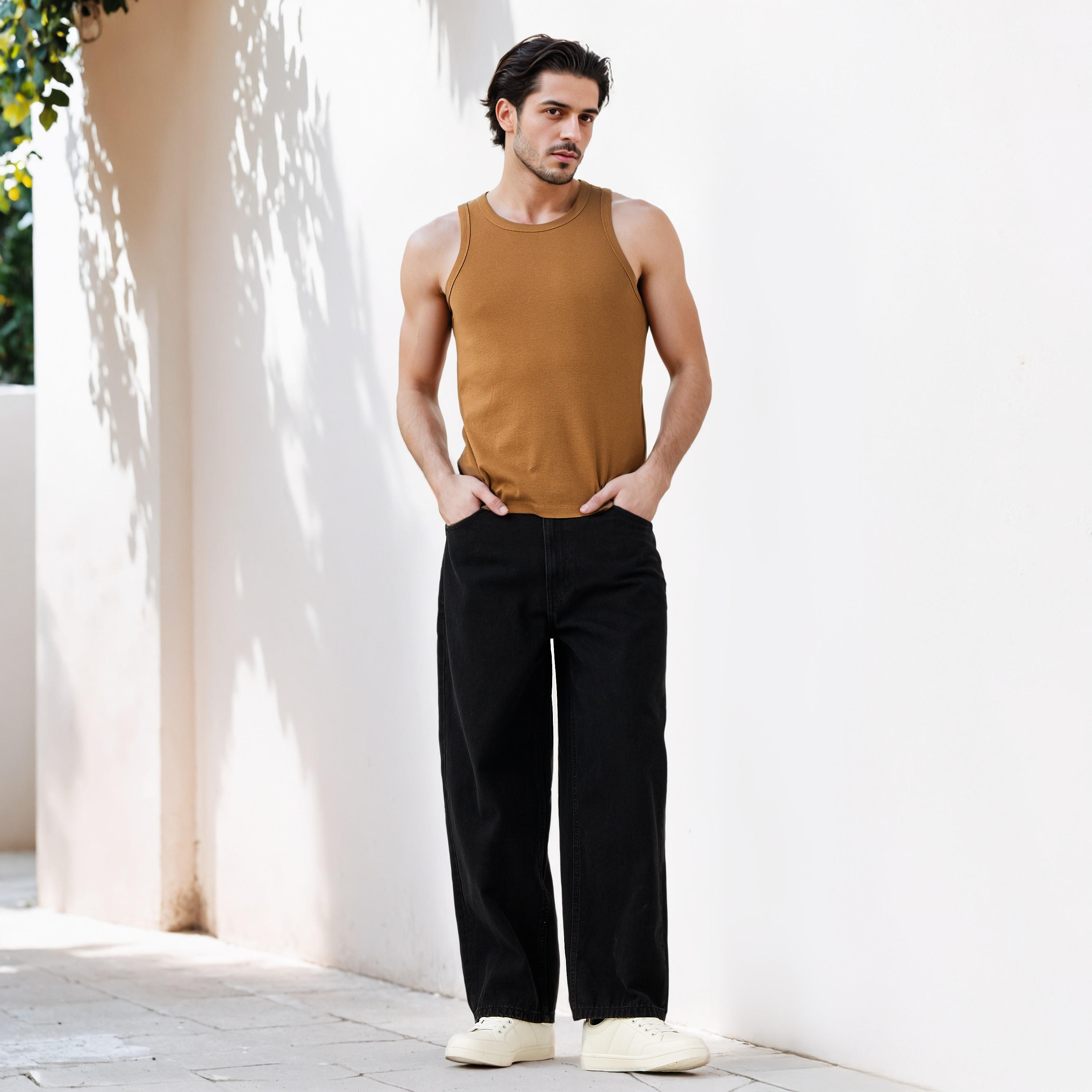 فيست مزيج القطن مضلع للرجال-men-clothing-innerwear-vests-image-2