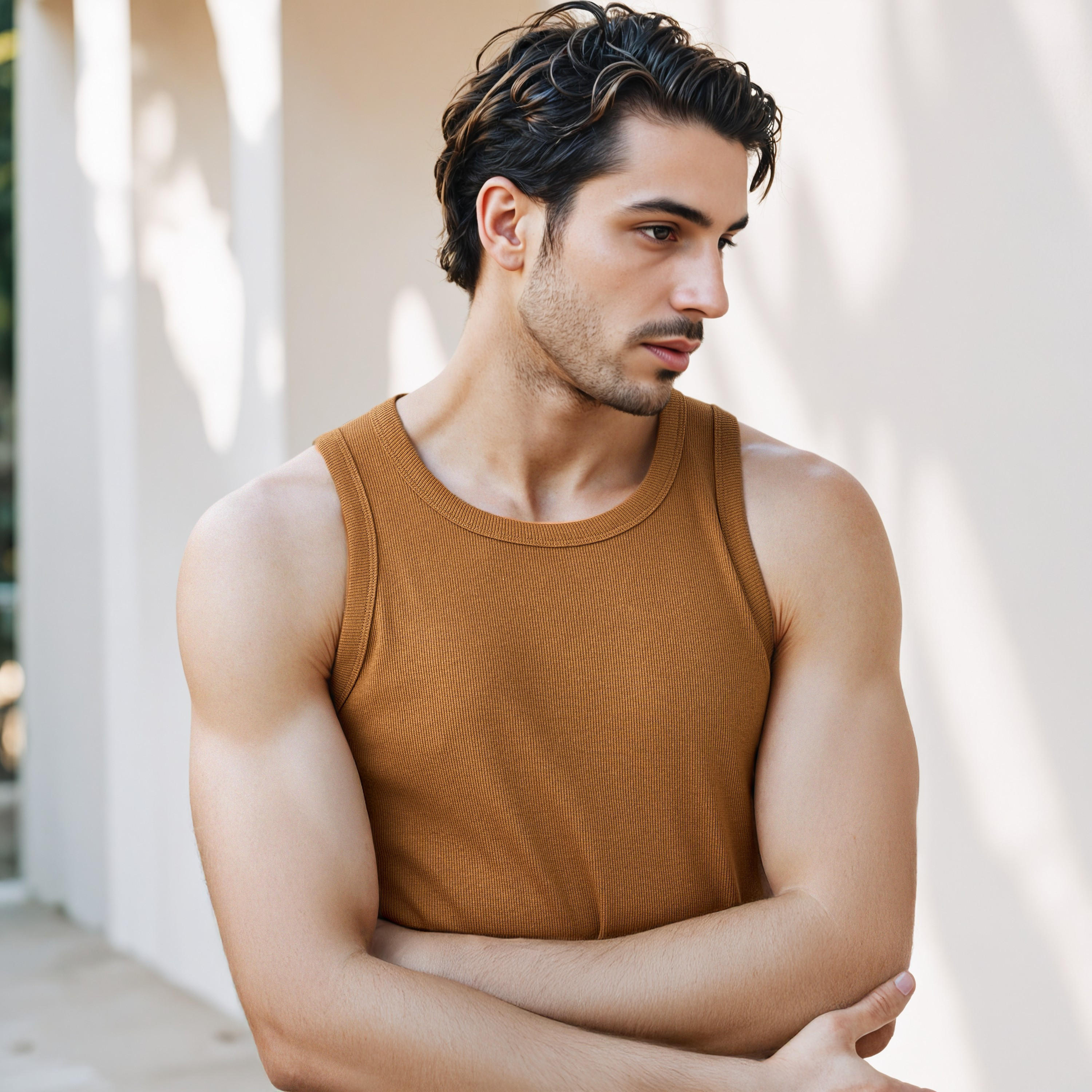 فيست مزيج القطن مضلع للرجال-men-clothing-innerwear-vests-image-4