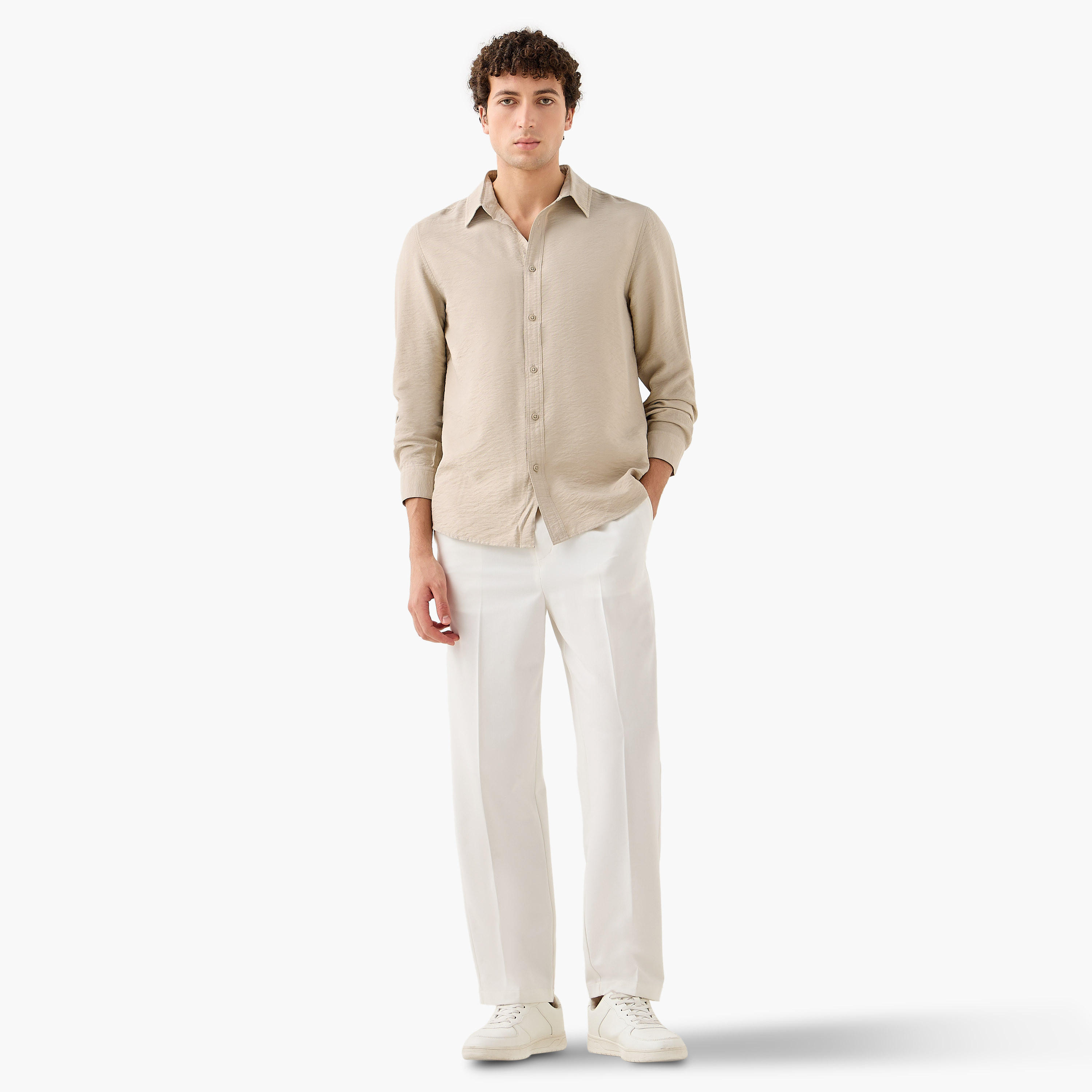 قميص رجالي قصة عادية بياقة وملمس مجعد بارز وأكمام طويلة-men-clothing-shirts-image-2