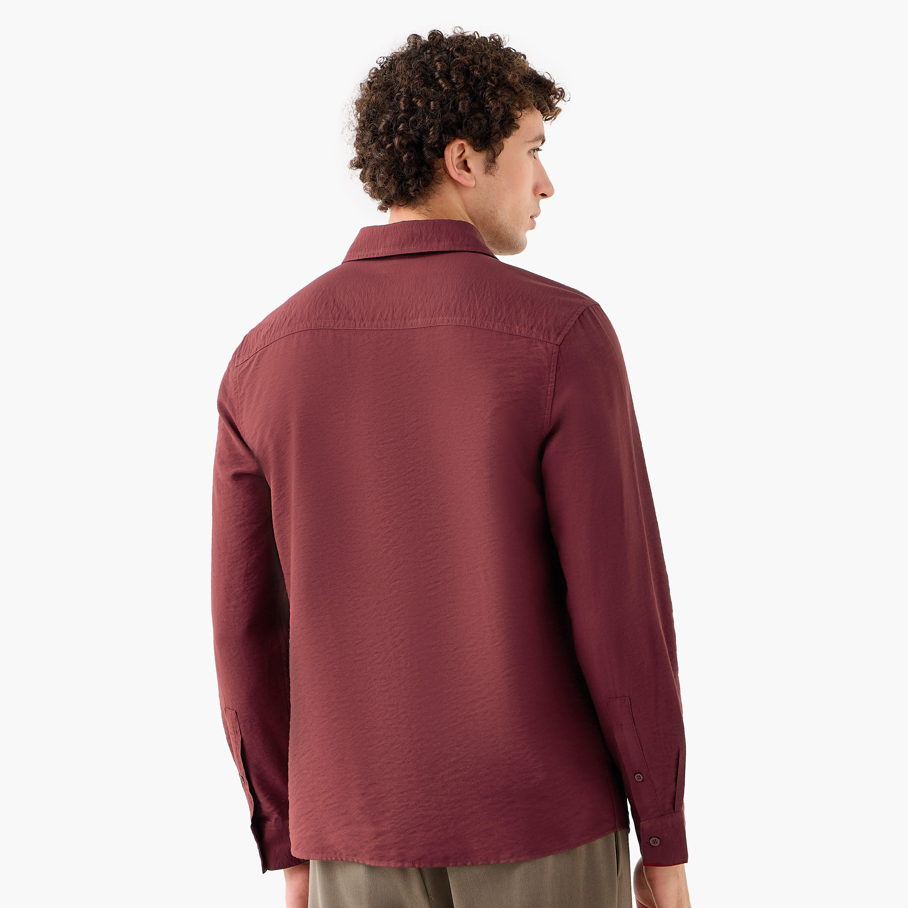 قميص رجالي قصة عادية بياقة وملمس مجعد بارز وأكمام طويلة-men-clothing-shirts-image-3