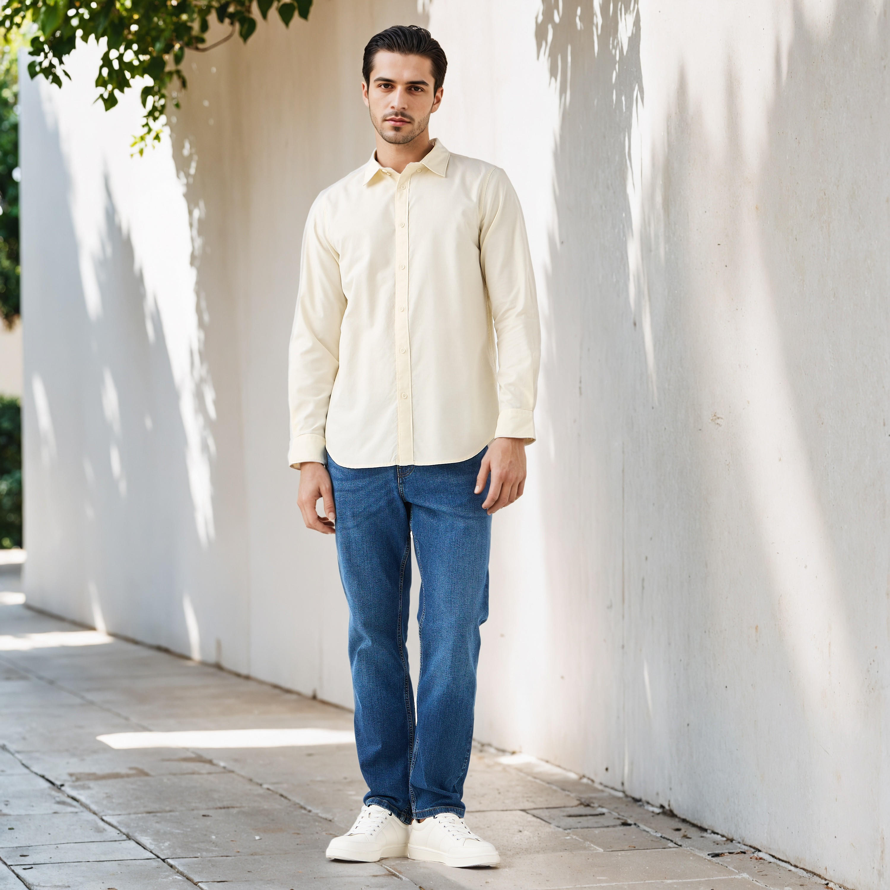 Men's Button Down Collar Long Sleeves Shirt-men-clothing-shirts-image-2