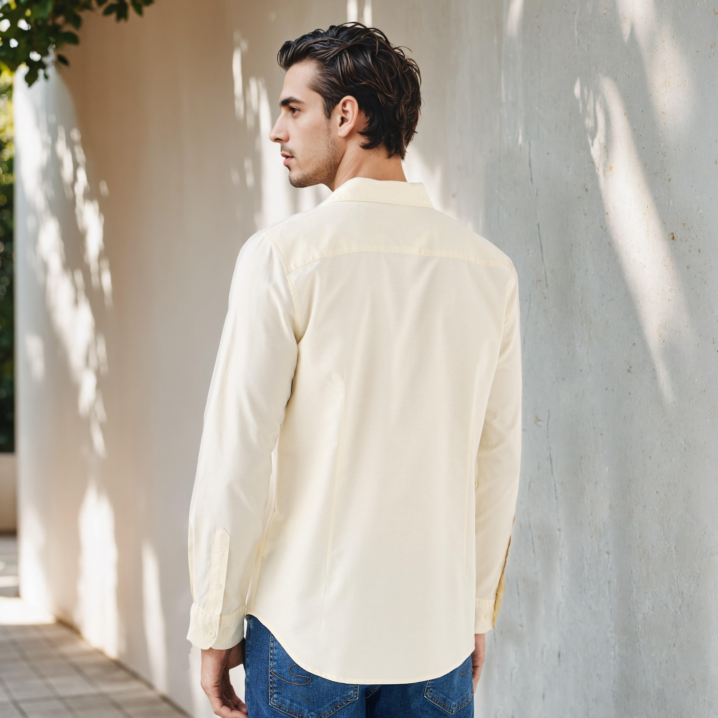 Men's Button Down Collar Long Sleeves Shirt-men-clothing-shirts-image-3