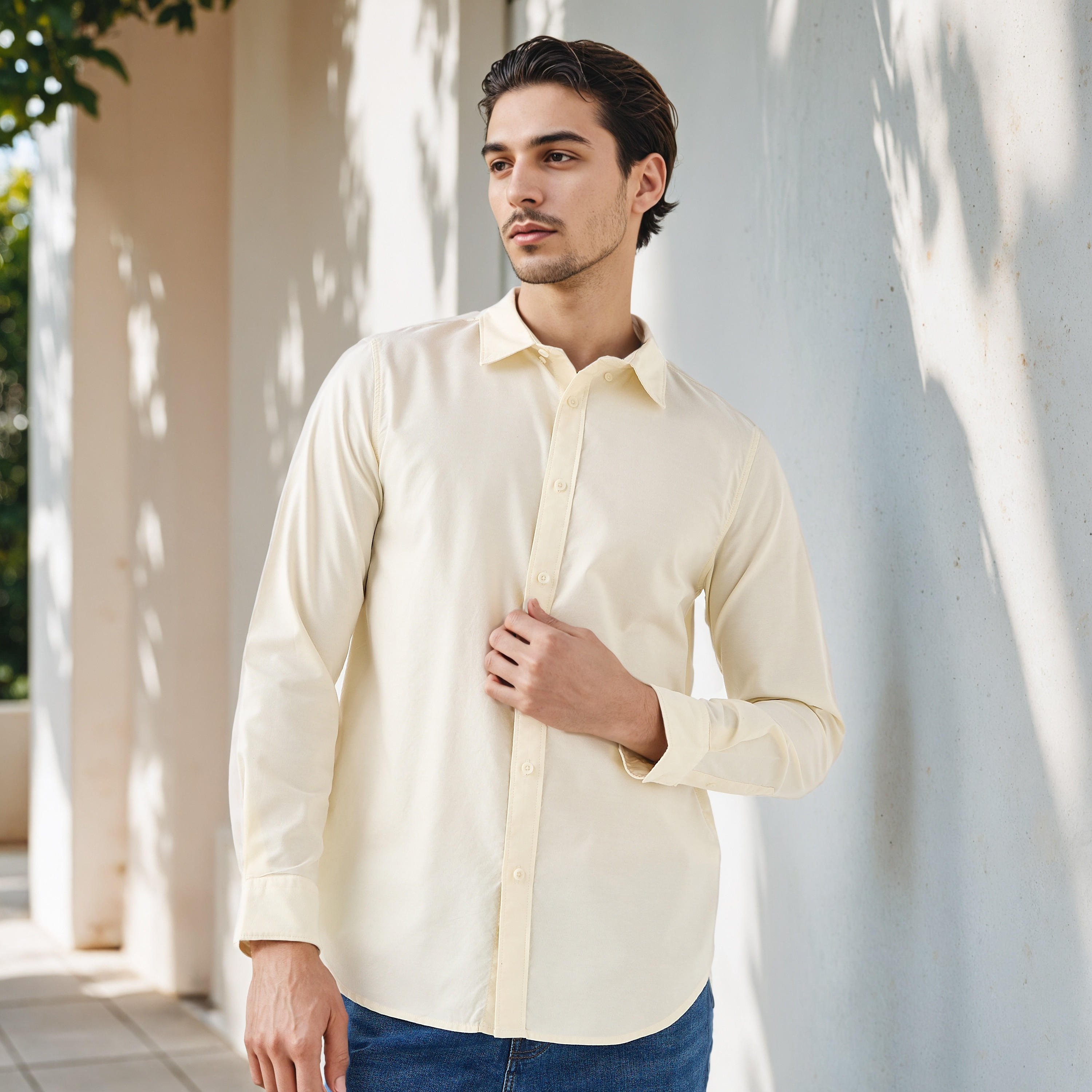 Men's Button Down Collar Long Sleeves Shirt-men-clothing-shirts-image-6