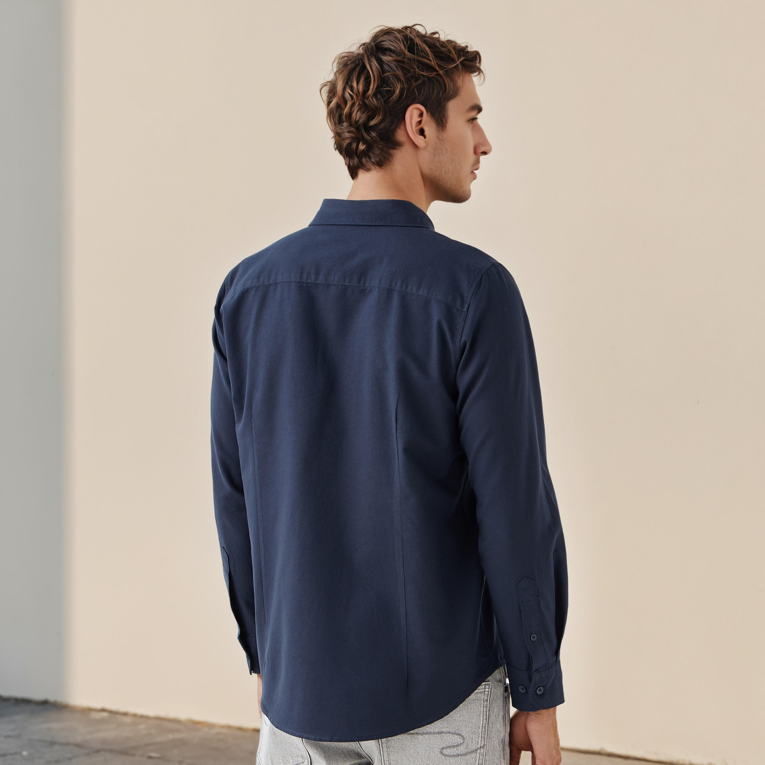 Men's Button Down Collar Long Sleeves Shirt-men-clothing-shirts-image-3
