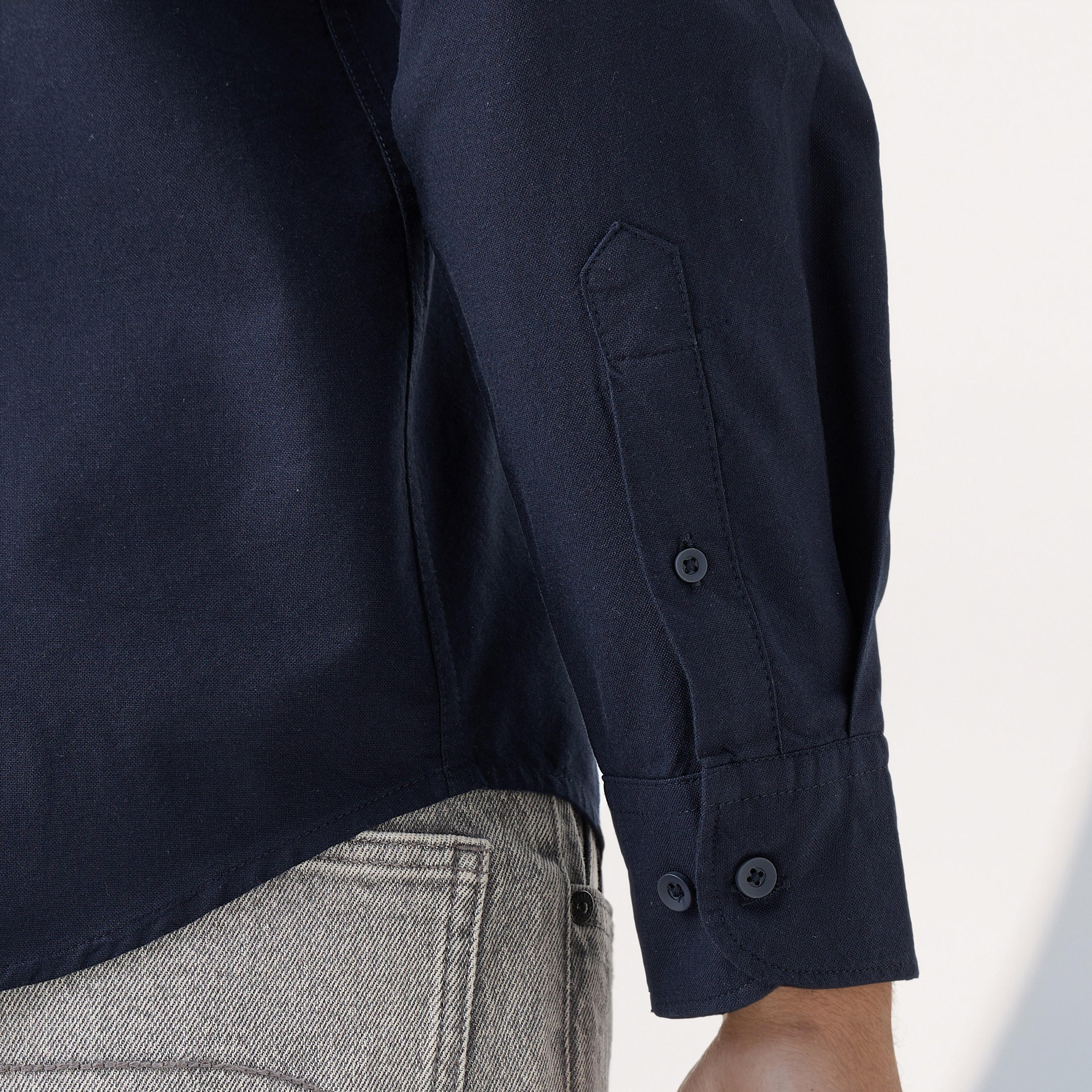 Men's Button Down Collar Long Sleeves Shirt-men-clothing-shirts-image-5