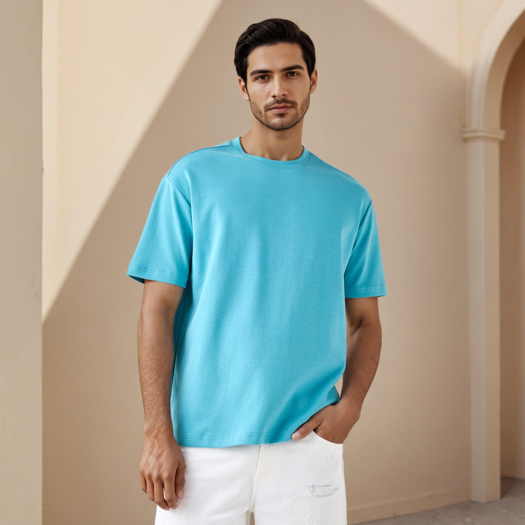 تيشيرت بقصّة مريحة وأكتاف منسدلة-men-clothing-tshirtsandpolos-tshirts-image-1