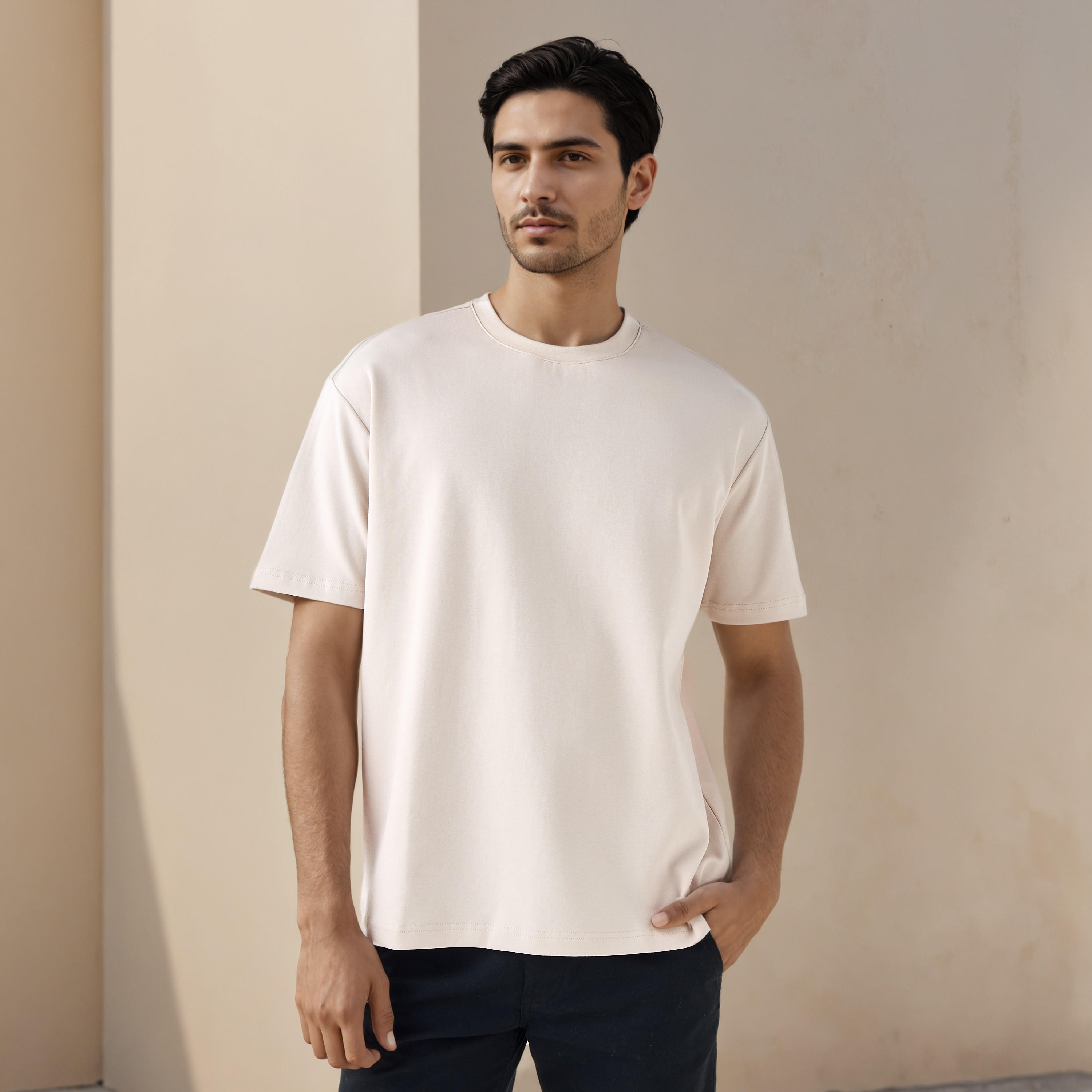 تيشيرت بقصّة مريحة وأكتاف منسدلة-men-clothing-tshirtsandpolos-tshirts-image-1