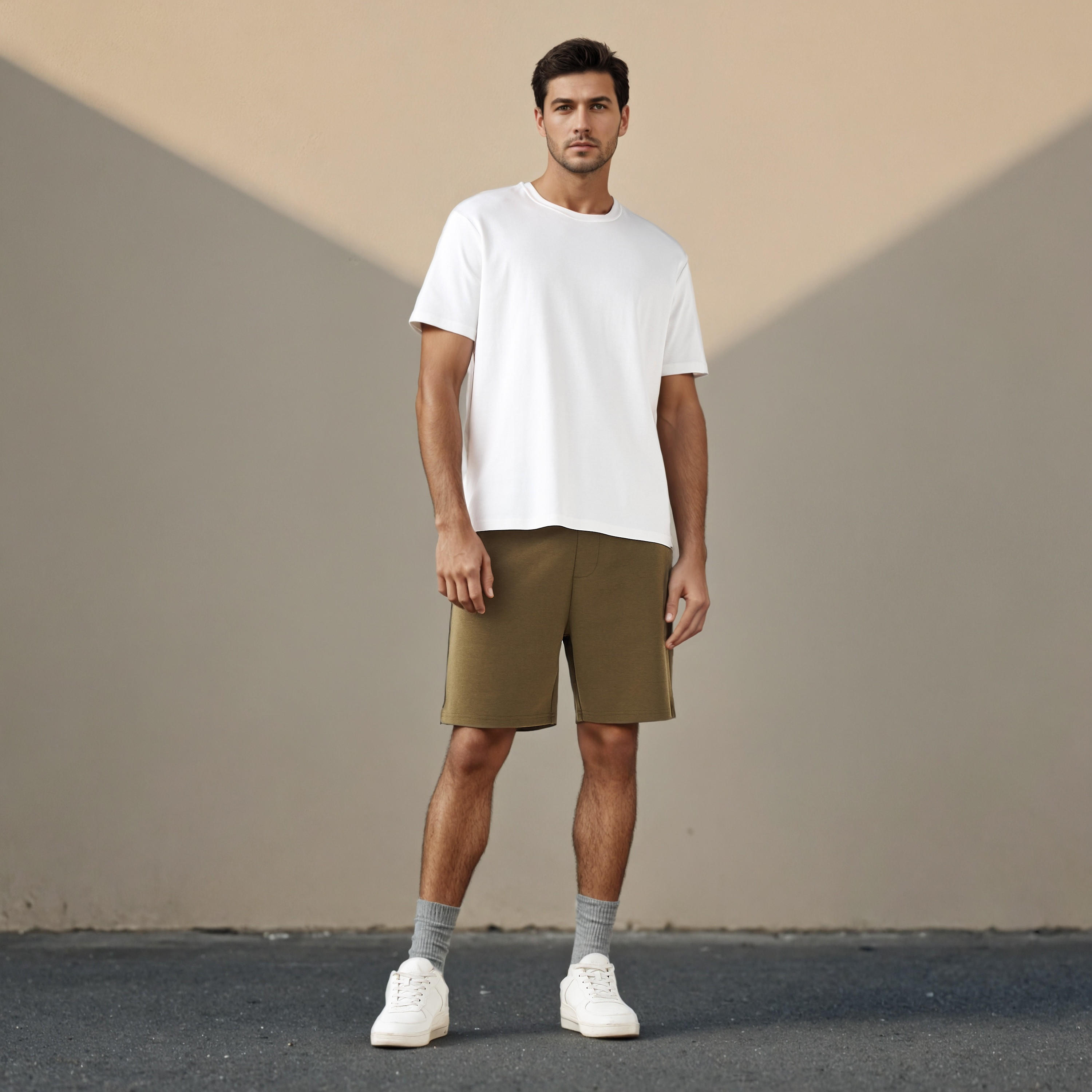 تيشيرت بقصّة مريحة وياقة ضيقة-men-clothing-tshirtsandpolos-tshirts-image-2