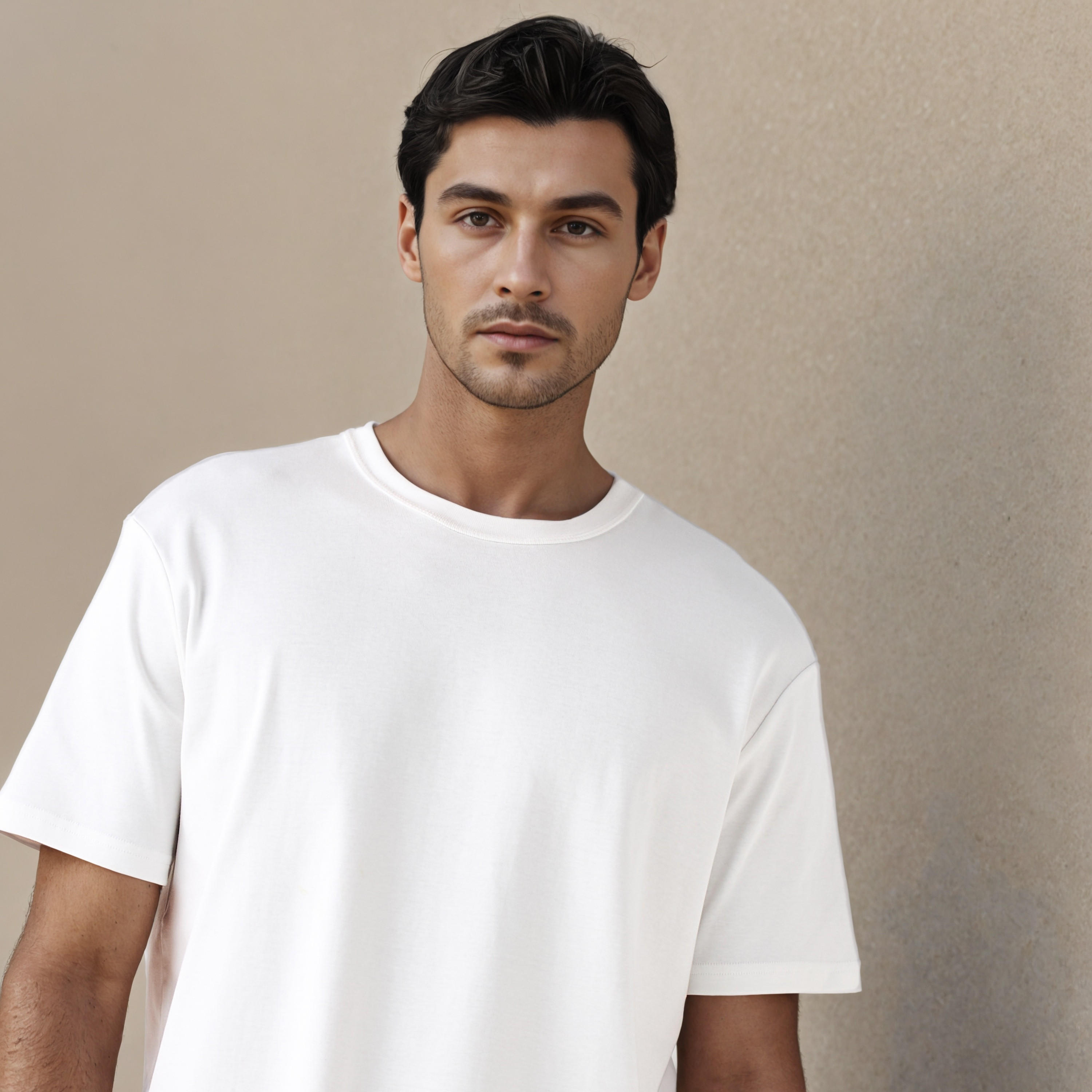 تيشيرت بقصّة مريحة وياقة ضيقة-men-clothing-tshirtsandpolos-tshirts-image-4