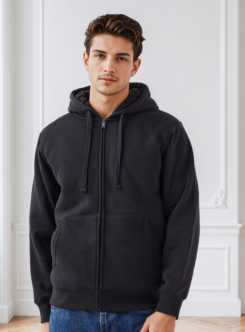Men Regular Fit Hooded Zipper Jacket-men-clothing-jacketsandblazers-jackets-image-1