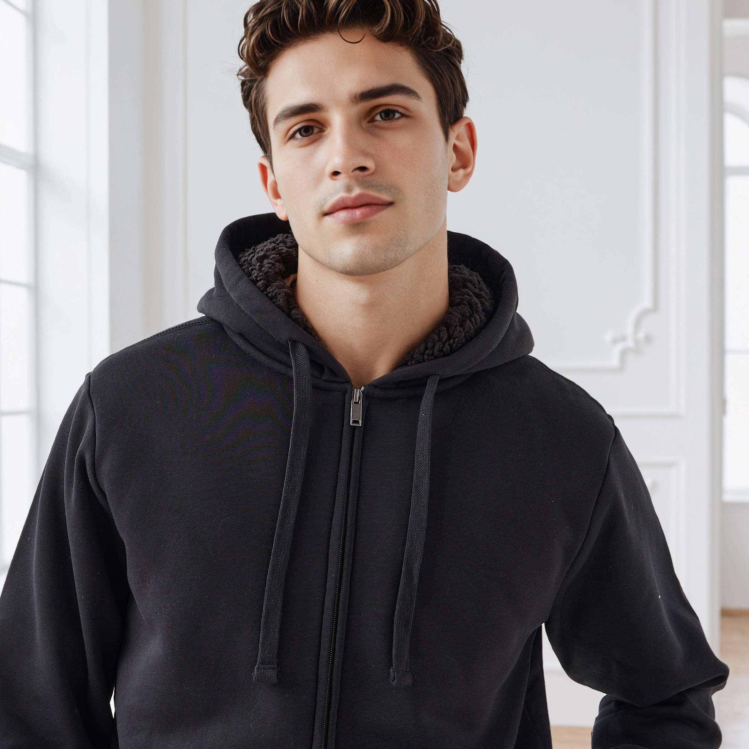 Men Regular Fit Hooded Zipper Jacket-men-clothing-jacketsandblazers-jackets-image-4