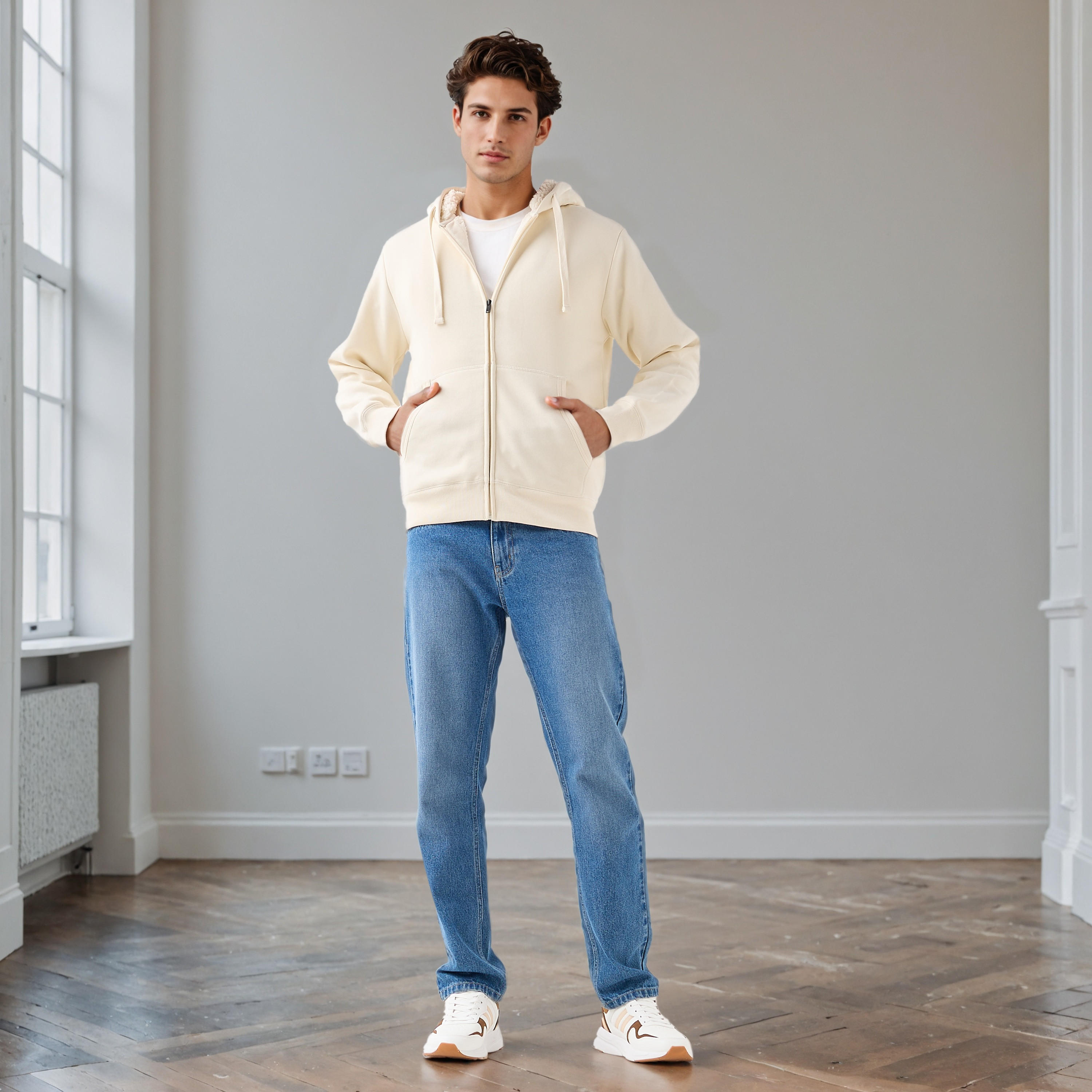 Men Regular Fit Hooded Zipper Jacket-men-clothing-jacketsandblazers-jackets-image-2