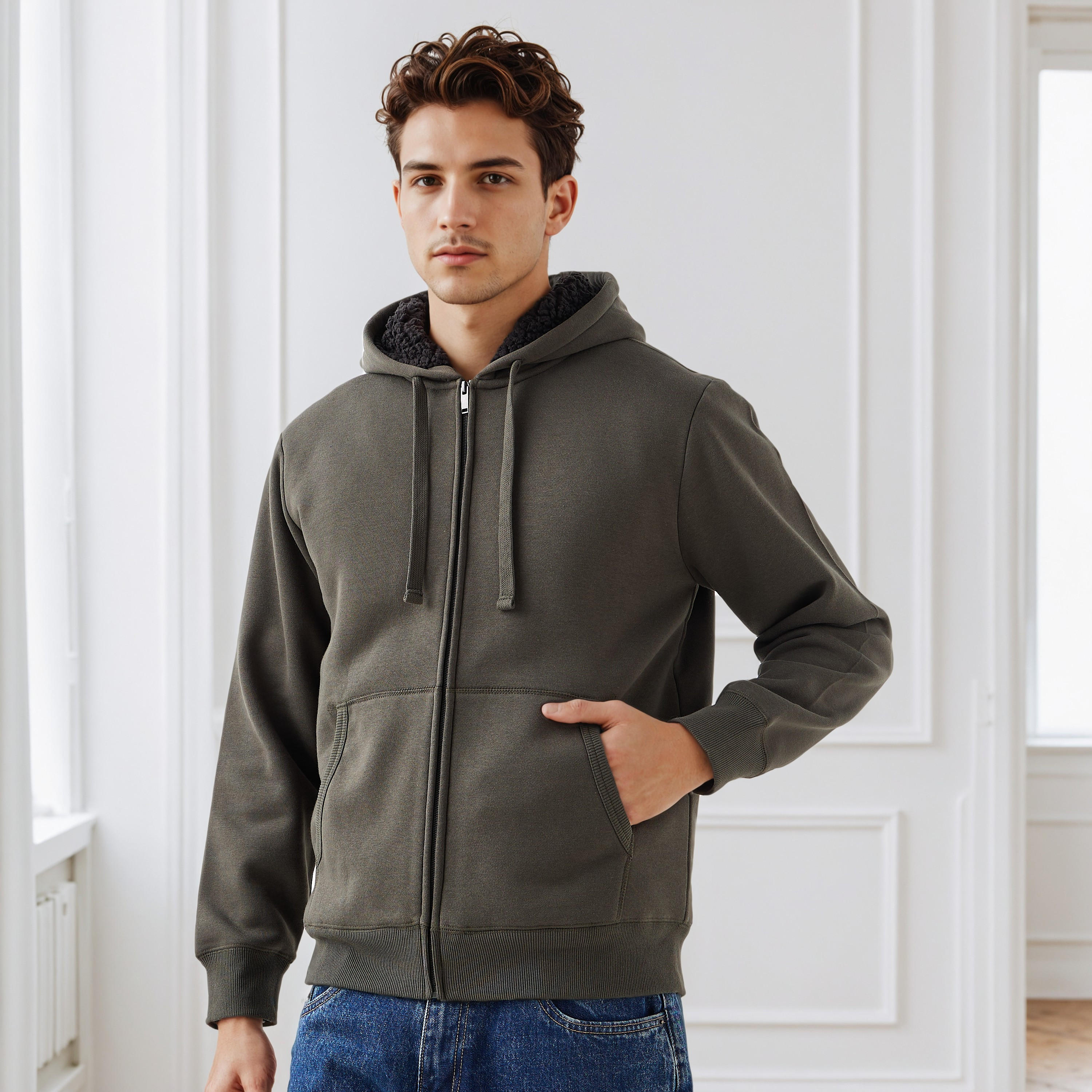 Men Regular Fit Hooded Zipper Jacket-men-clothing-jacketsandblazers-jackets-image-1