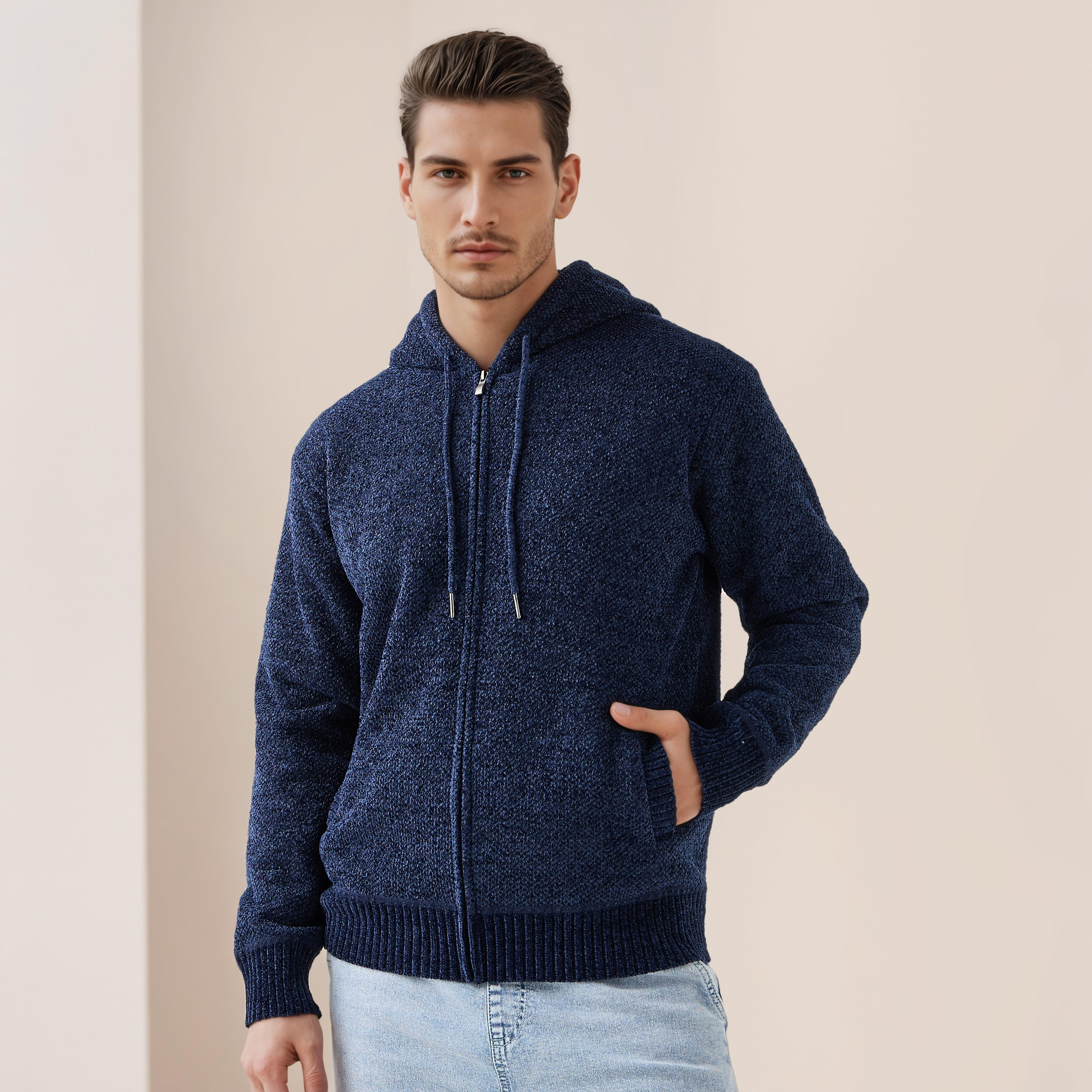Men Regular Fit Textured Hoodie-men-winterwear-hoodiesandsweatshirts-image-1