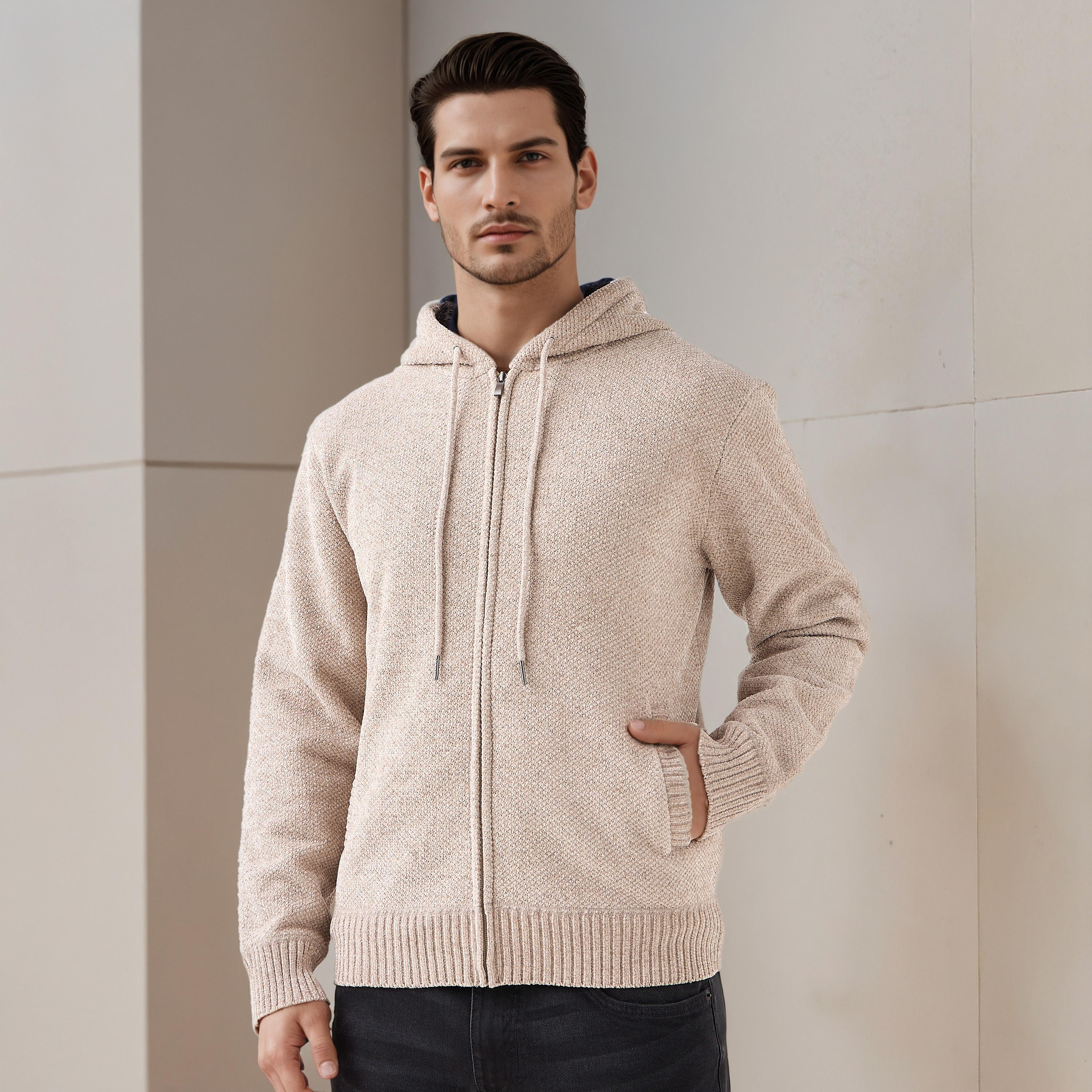 Men Regular Fit Textured Hoodie-men-winterwear-hoodiesandsweatshirts-image-1
