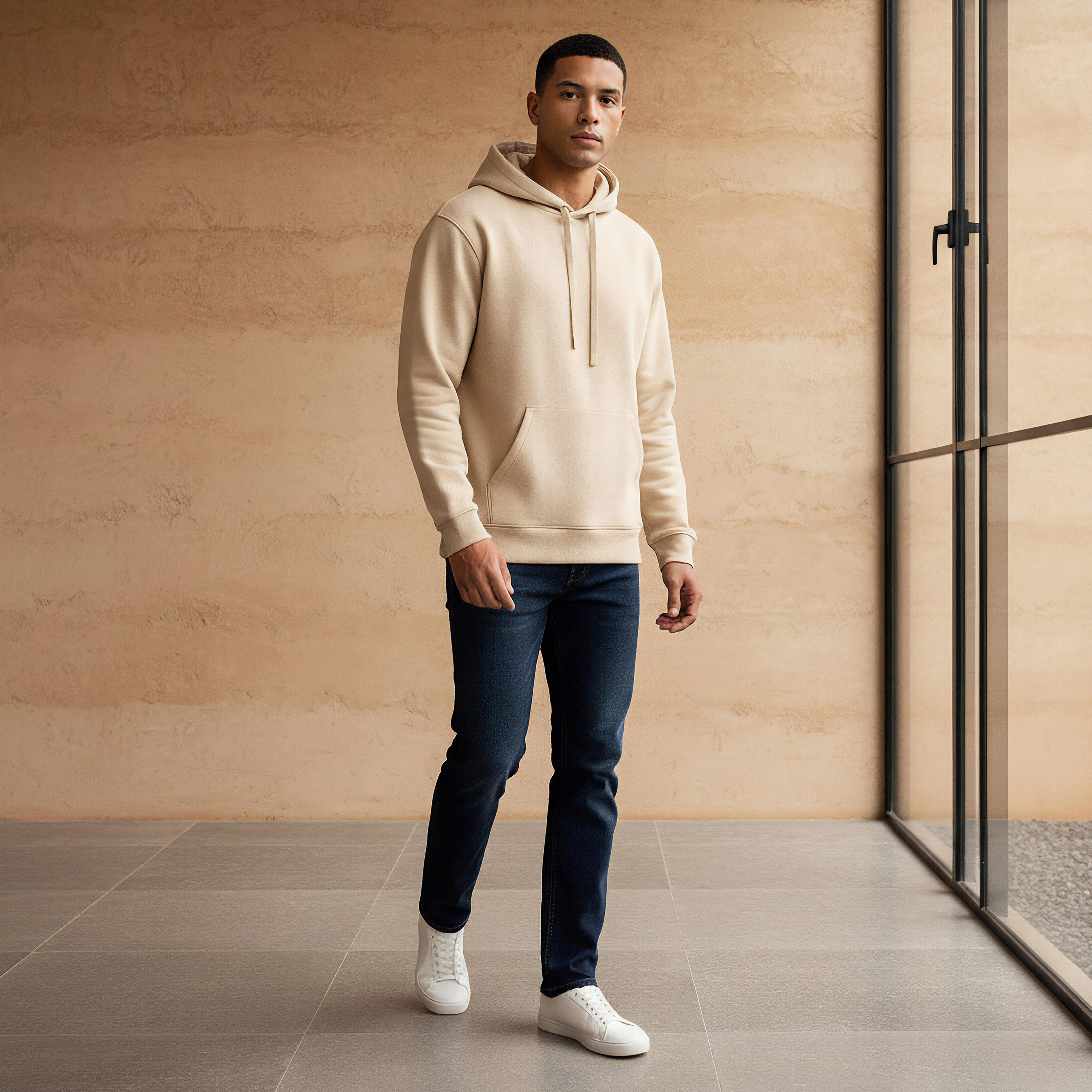 Men Relaxed Fit Kangaroo Pocket Hoodie-men-winterwear-hoodiesandsweatshirts-image-2