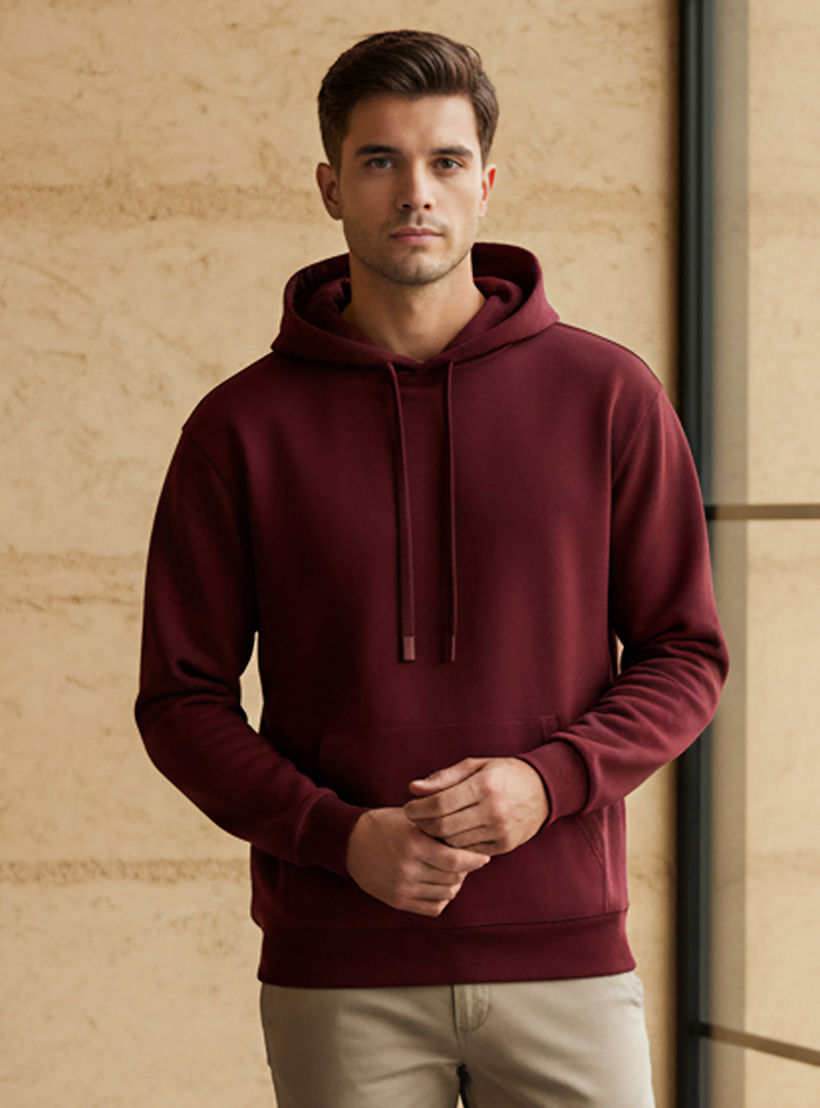 Men Relaxed Fit Kangaroo Pocket Hoodie-men-winterwear-hoodiesandsweatshirts-image-1
