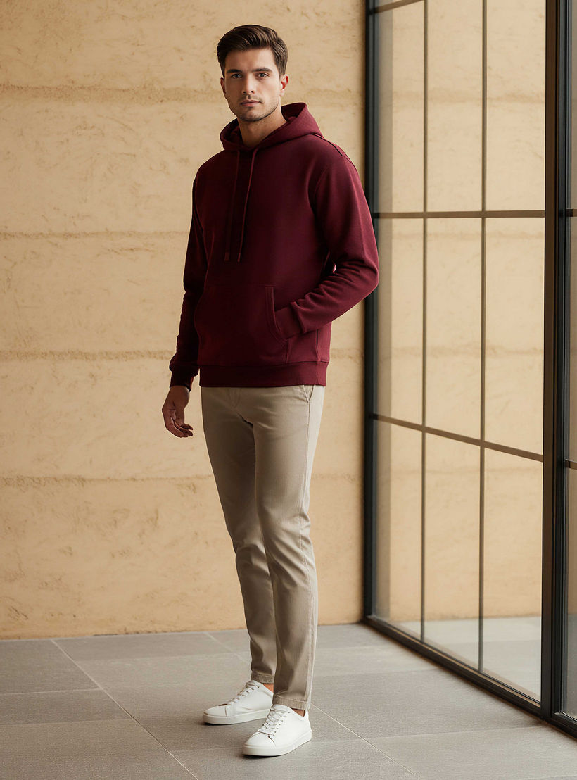 Men Relaxed Fit Kangaroo Pocket Hoodie-men-winterwear-hoodiesandsweatshirts-image-2