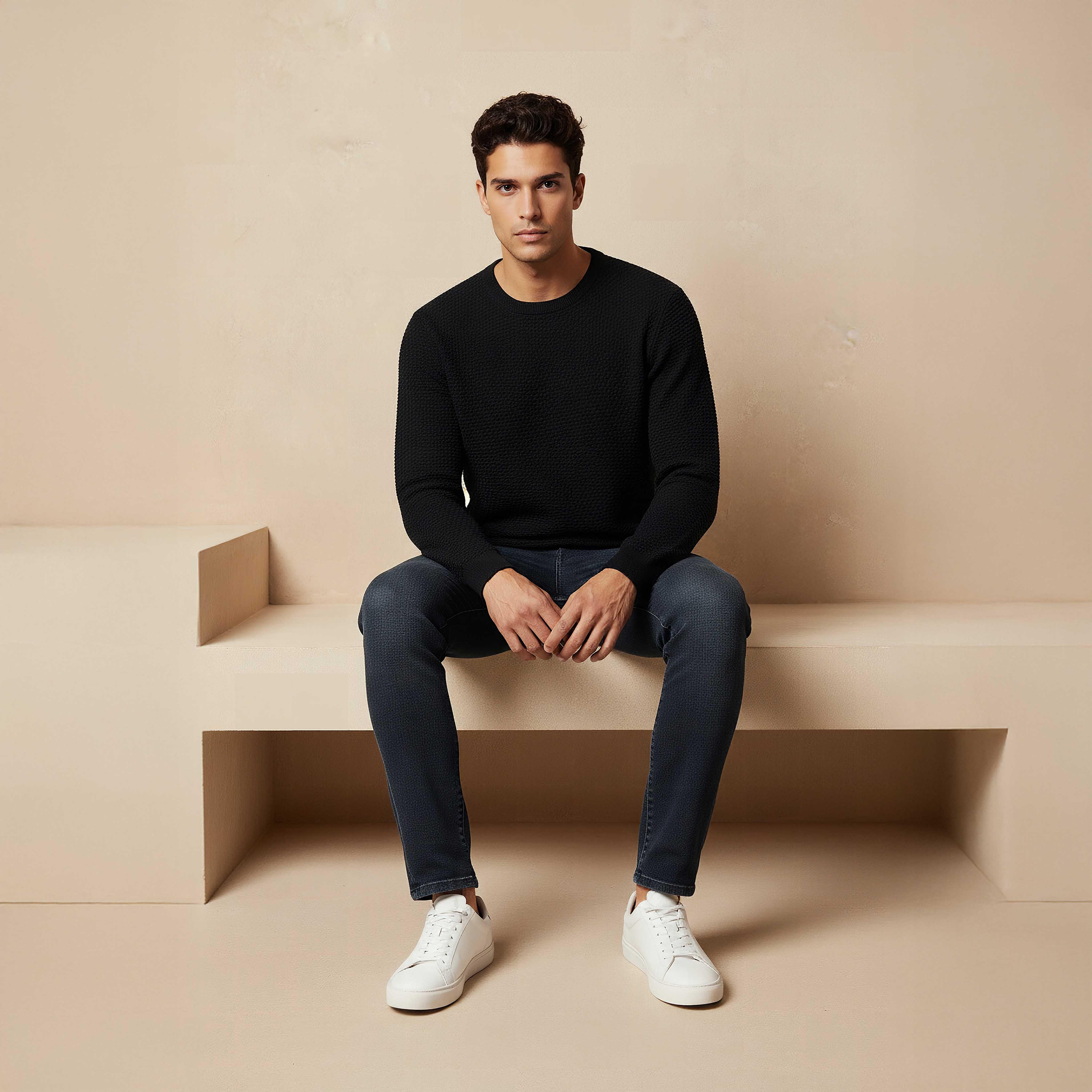 Men Crew Neck Textured Sweater-men-clothing-sweatersandpullovers-image-5