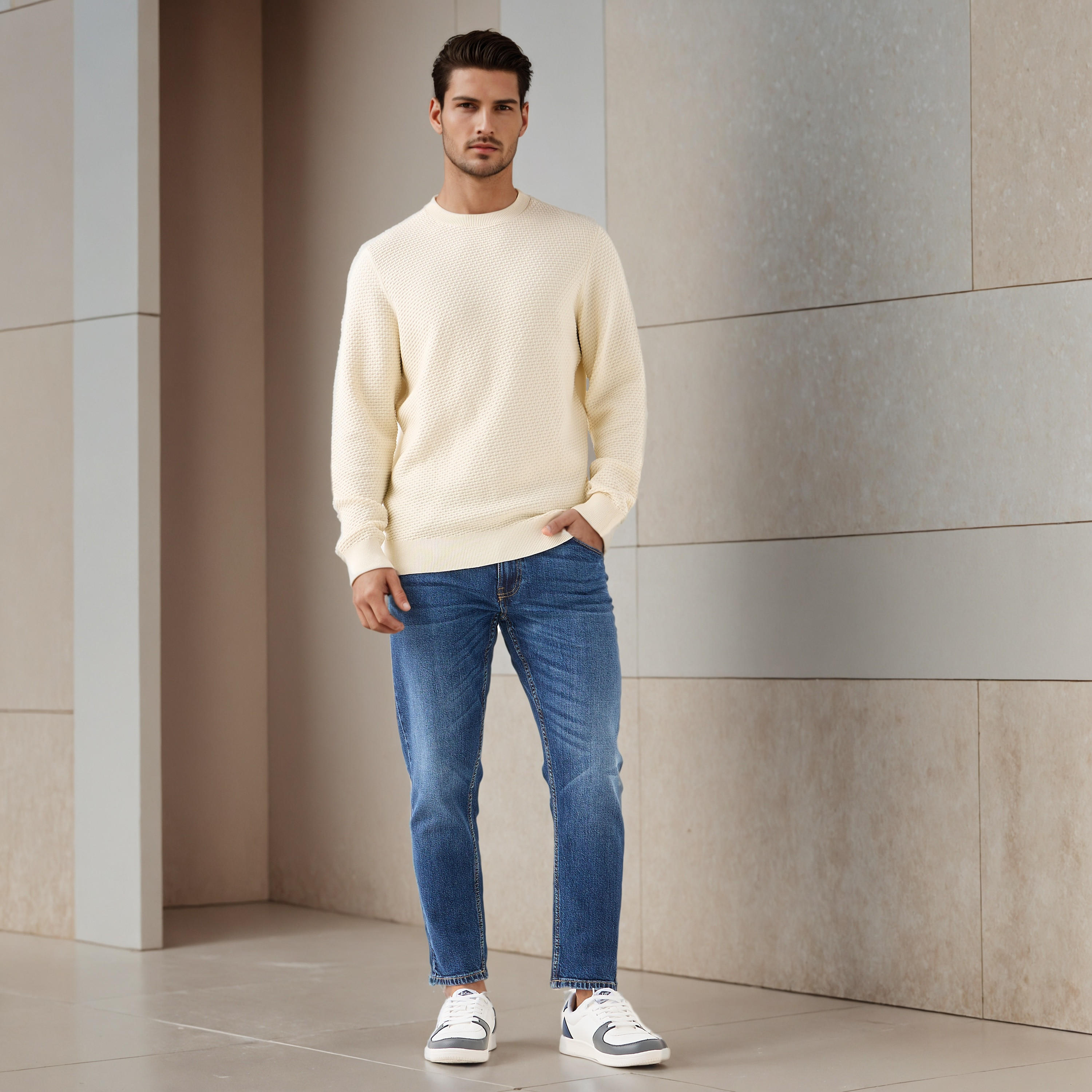 كنزة بارزة الملمس بياقة ضيقة للرجال-men-clothing-sweatersandpullovers-image-4