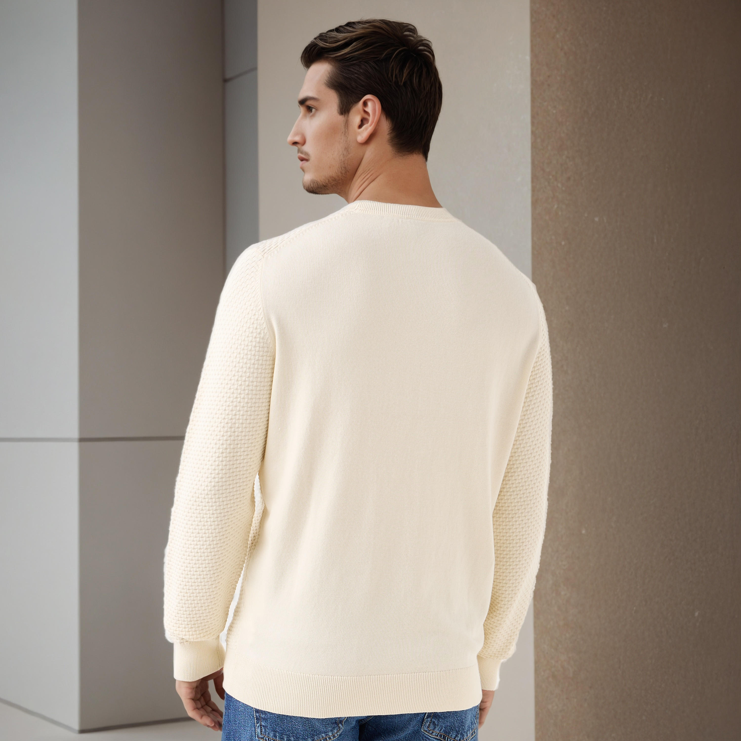 كنزة بارزة الملمس بياقة ضيقة للرجال-men-clothing-sweatersandpullovers-image-2