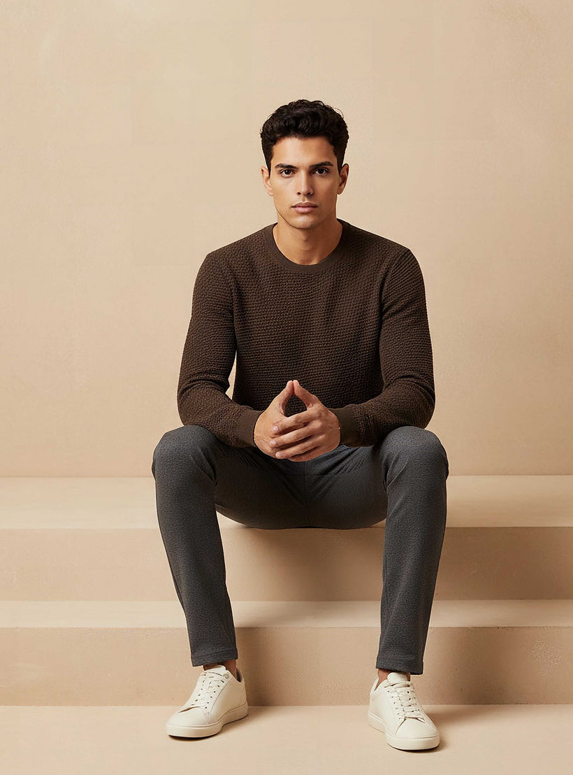 Men Crew Neck Textured Sweater-men-clothing-sweatersandpullovers-image-5