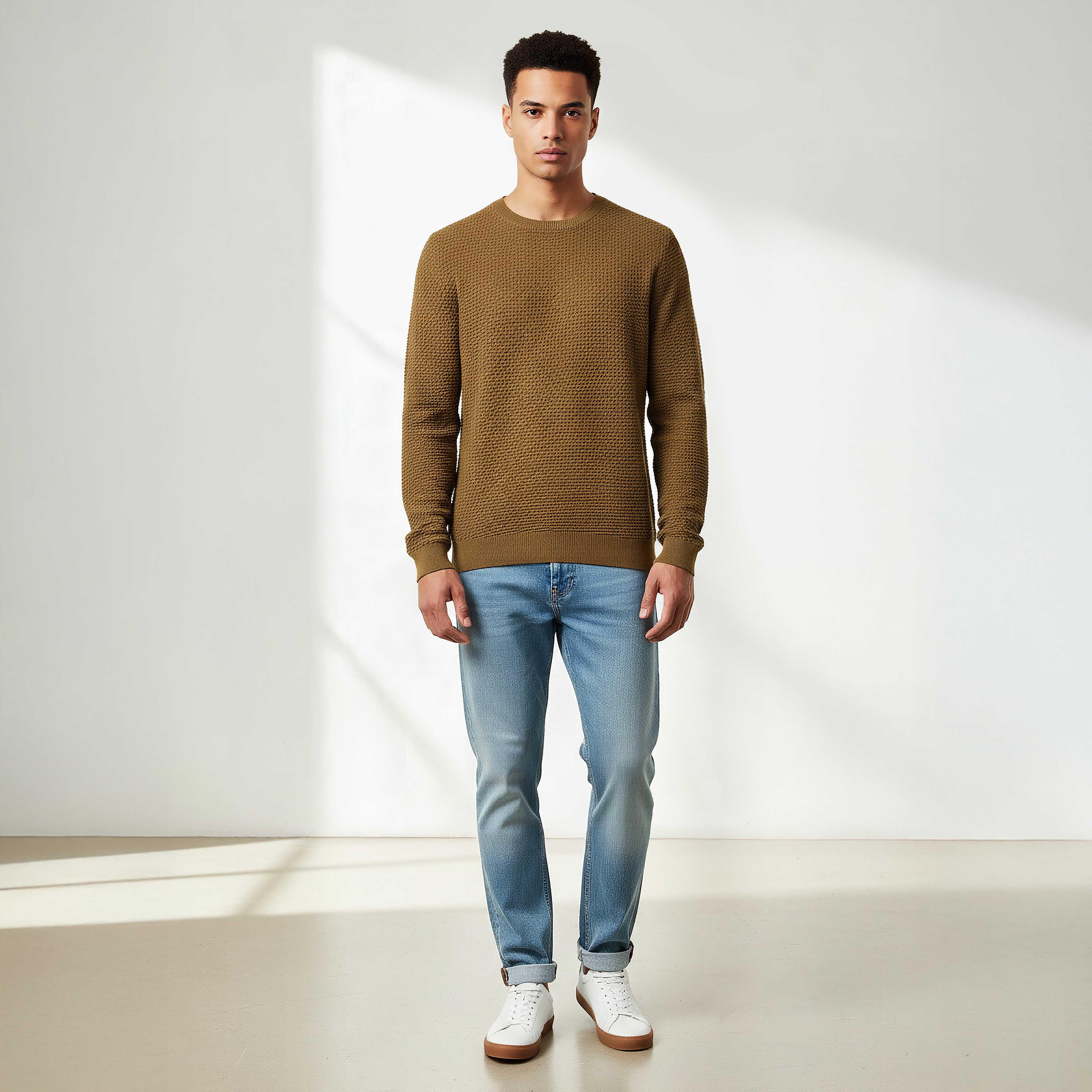 كنزة بارزة الملمس بياقة ضيقة للرجال-men-clothing-sweatersandpullovers-image-4