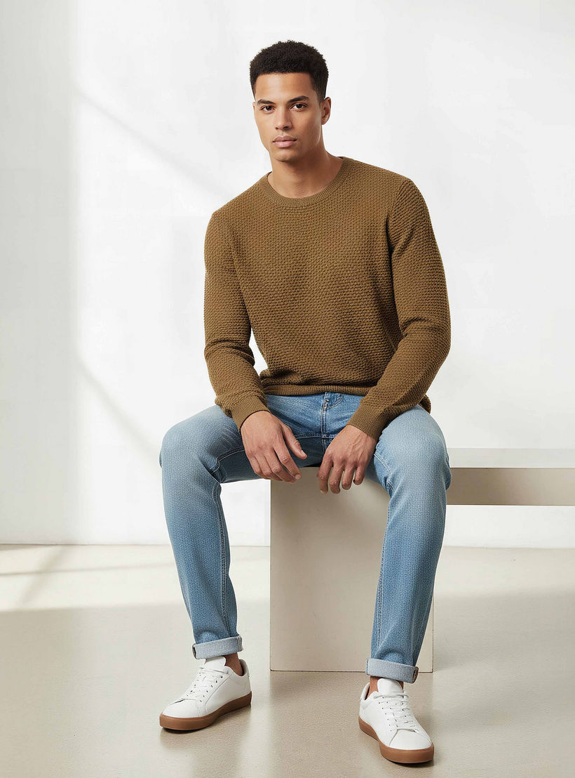 كنزة بارزة الملمس بياقة ضيقة للرجال-men-clothing-sweatersandpullovers-image-1
